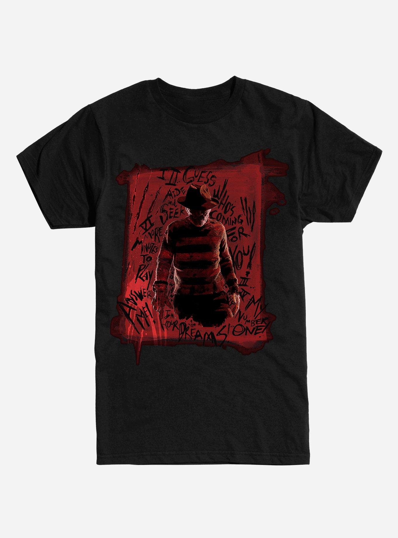 A Nightmare On Elm Street Freddy Writing T-Shirt, BLACK, hi-res