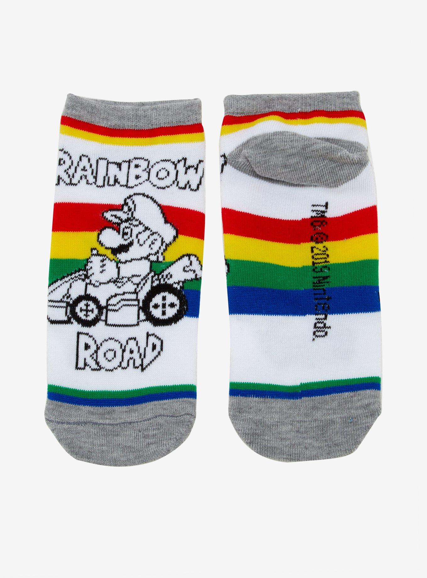 Super Mario Bros. Mario Kart Rainbow Road No-Show Socks, , hi-res