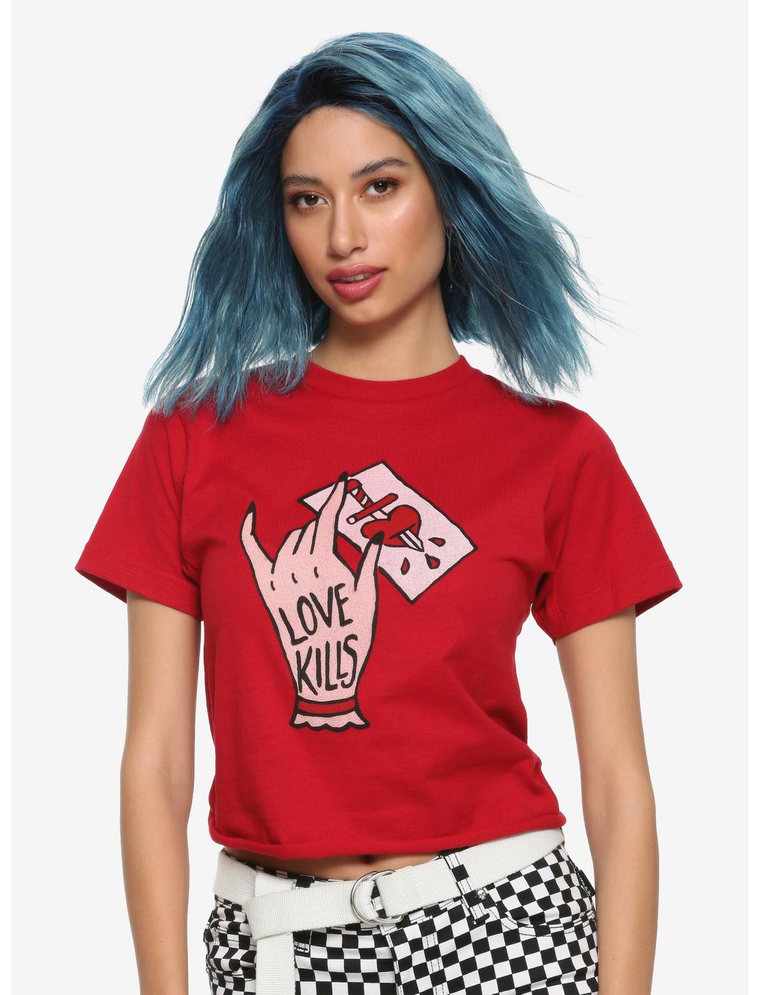 Love Kills Girls Crop T-Shirt, MULTI, hi-res