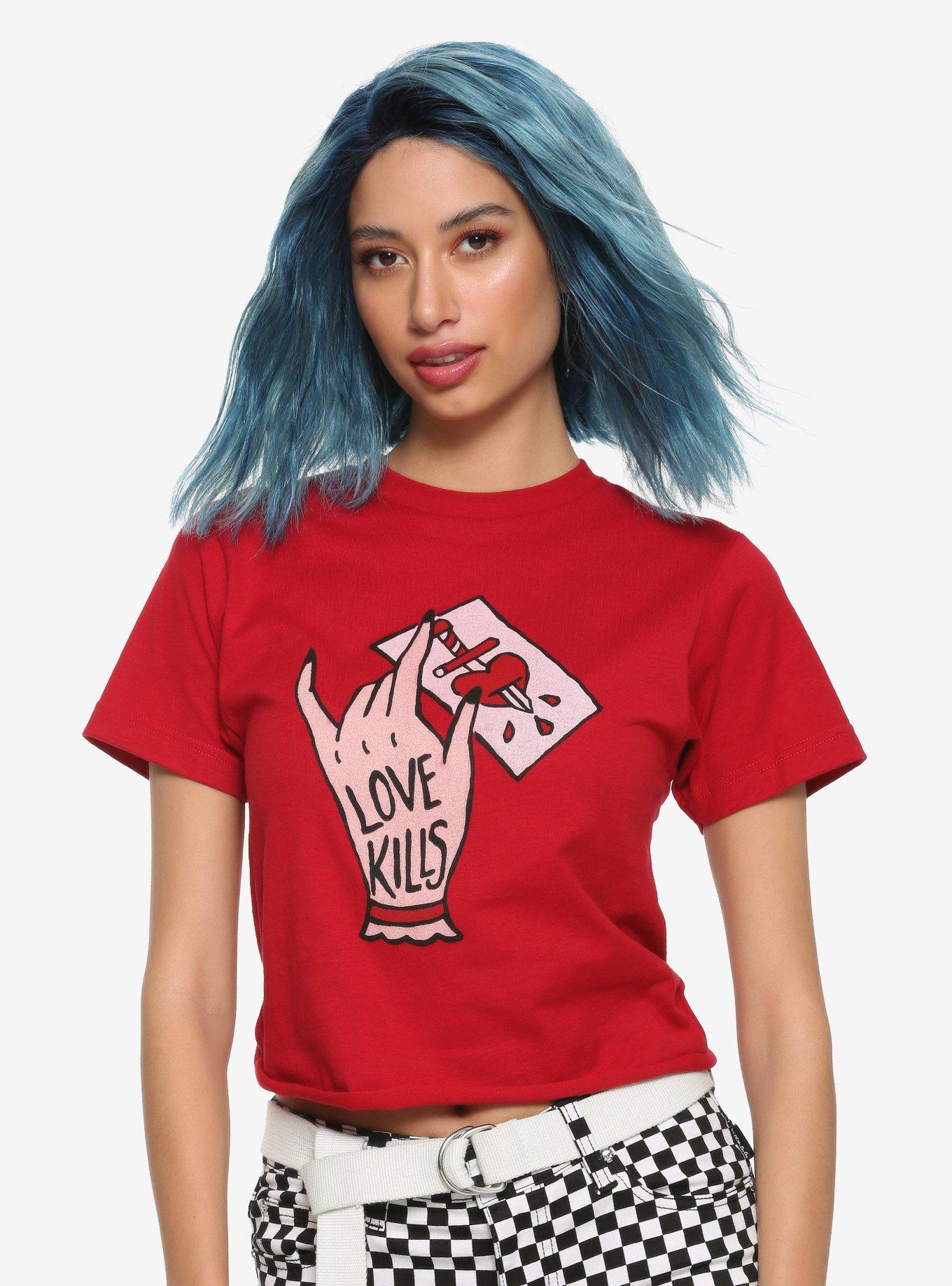 Love Kills Girls Crop T-Shirt, MULTI, hi-res