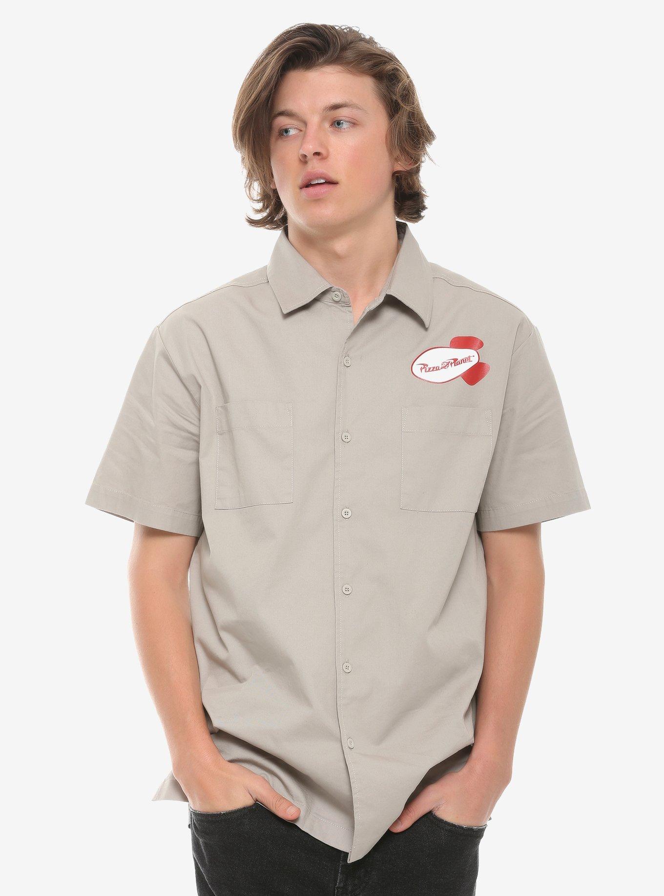 pizza button up shirt