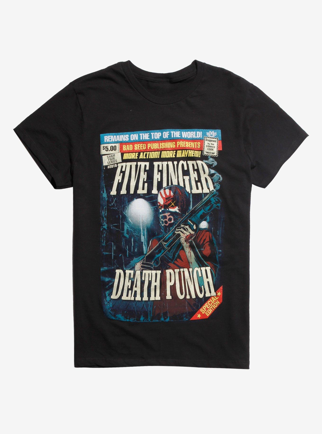 Five Finger Death Punch Comic T-Shirt, BLACK, hi-res