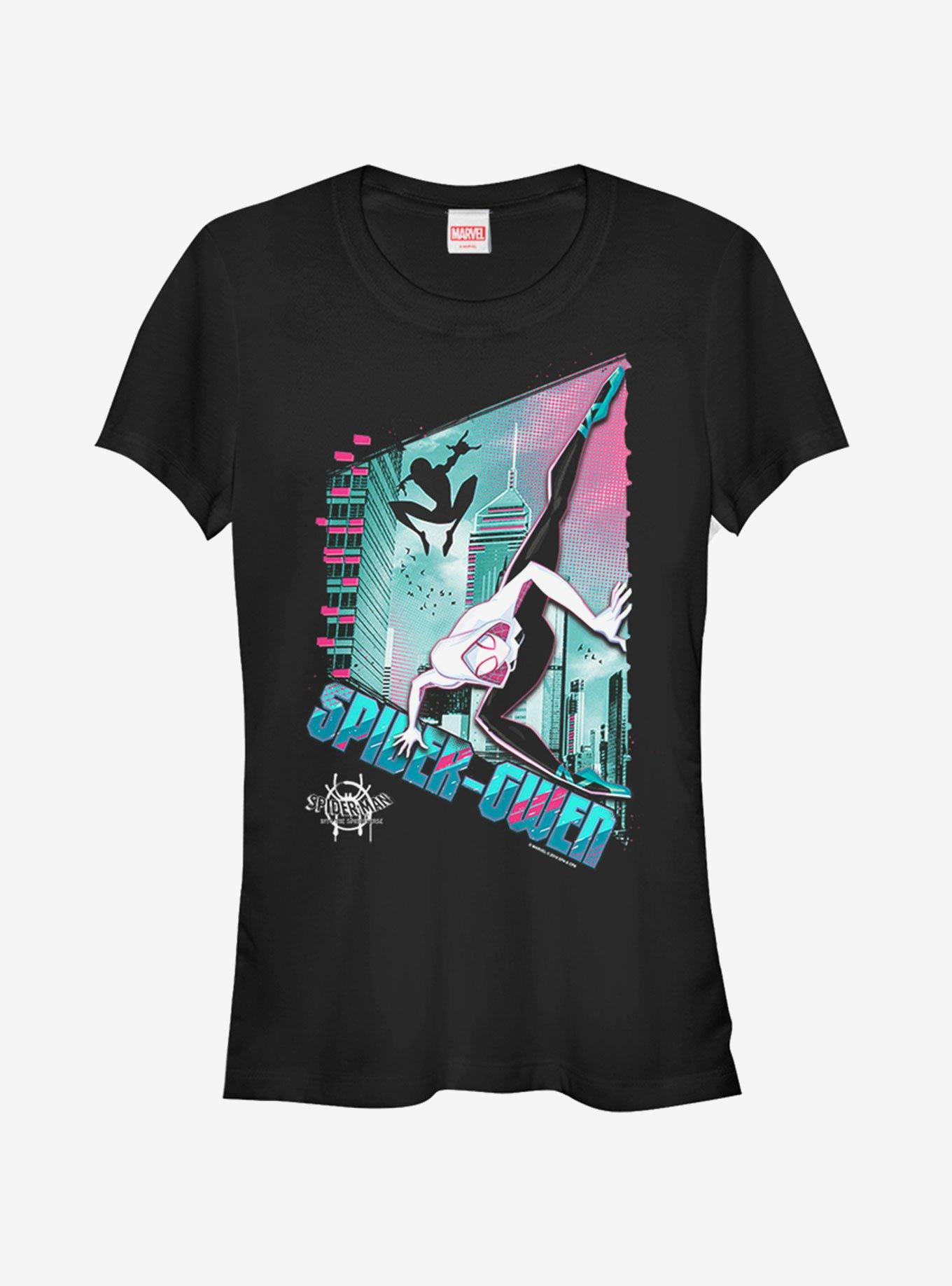 Marvel Spider-Man: Into The Spider-Verse Ghost-Spider Panel Girls T-Shirt, BLACK, hi-res