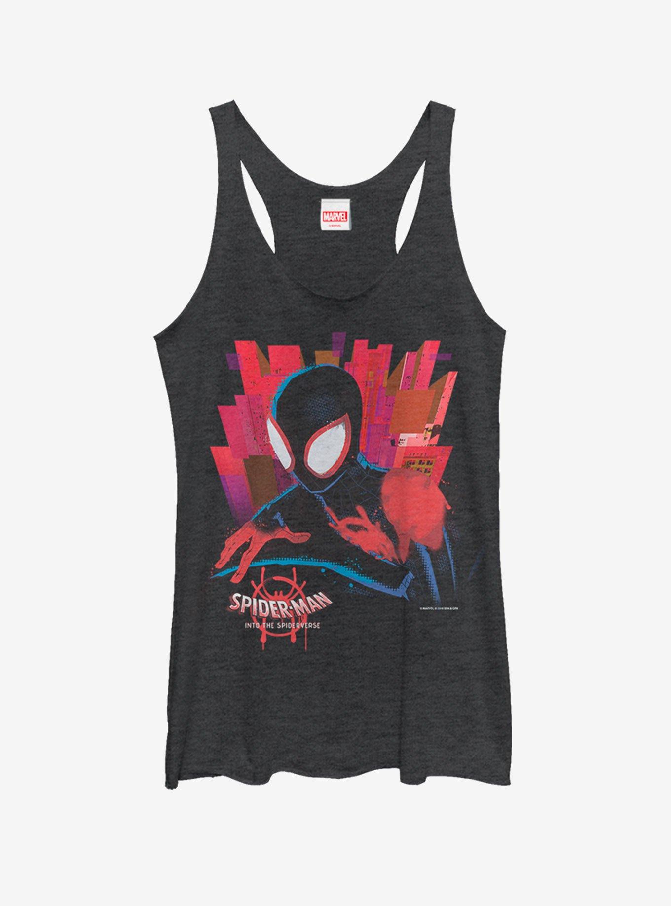 Marvel Spider-Man Spider-Verse Black Spider Girls Tank, BLK HTR, hi-res