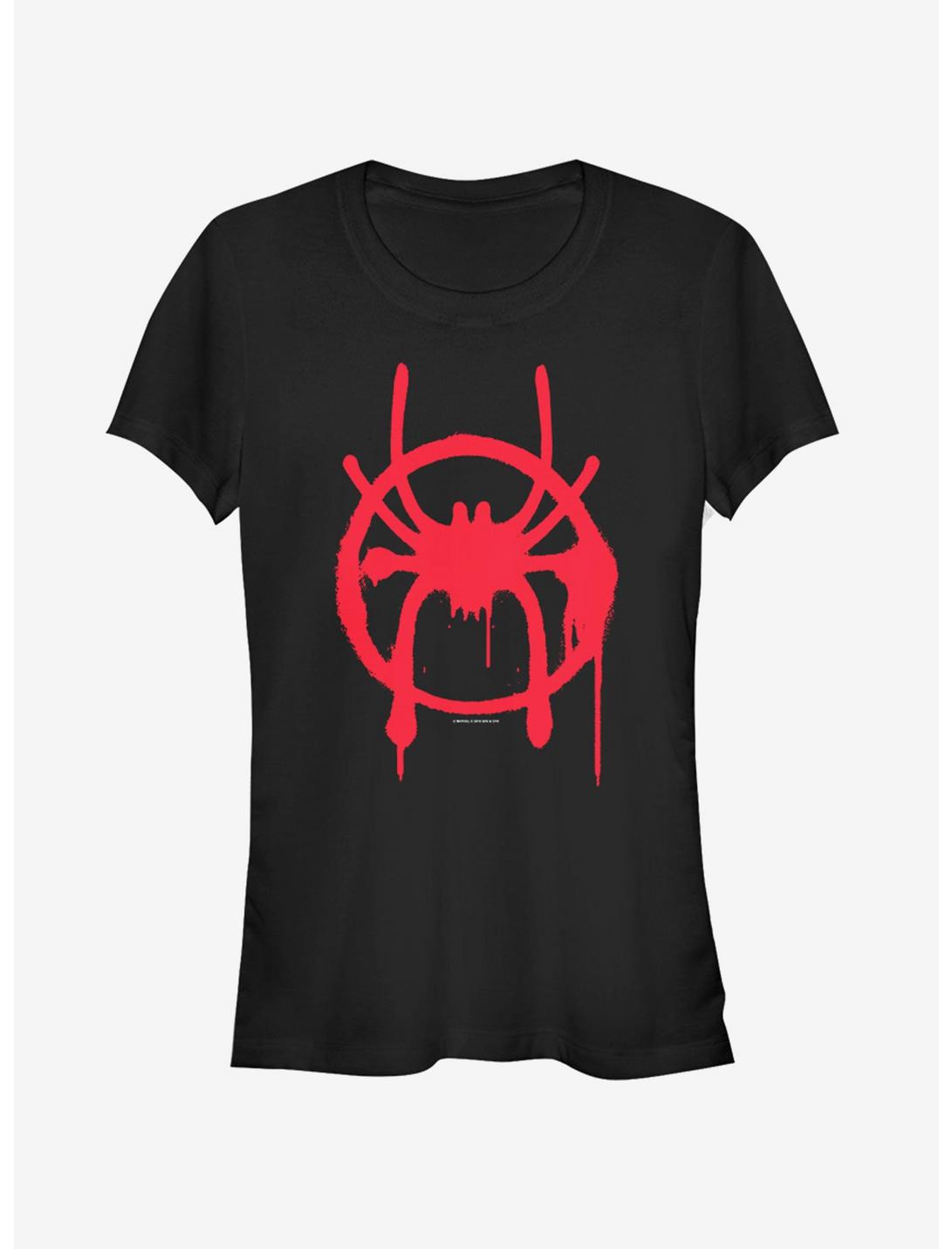 Marvel Spider-Man Spider-Verse Miles Symbol Womens T-Shirt, BLACK, hi-res