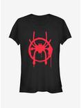 Marvel Spider-Man Spider-Verse Miles Symbol Womens T-Shirt, BLACK, hi-res