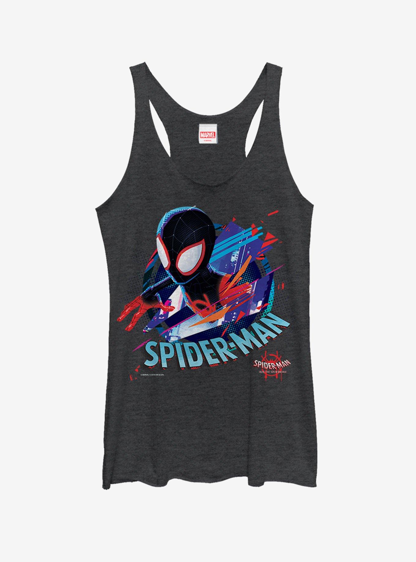 Marvel Spider-Man Spider-Verse Cracked Spider Girls Tank, BLK HTR, hi-res