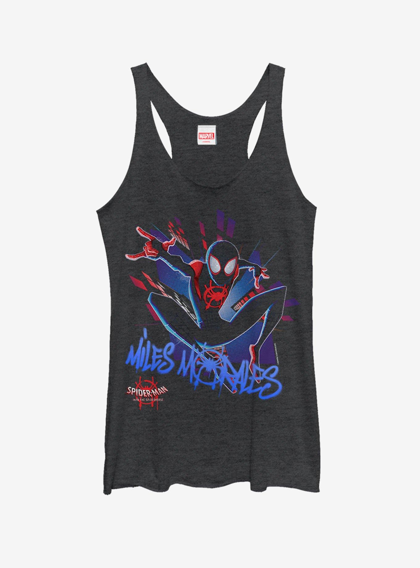 Marvel Spider-Man: Into The Spider-Verse  Spidey Explosion Girls Tank, BLK HTR, hi-res