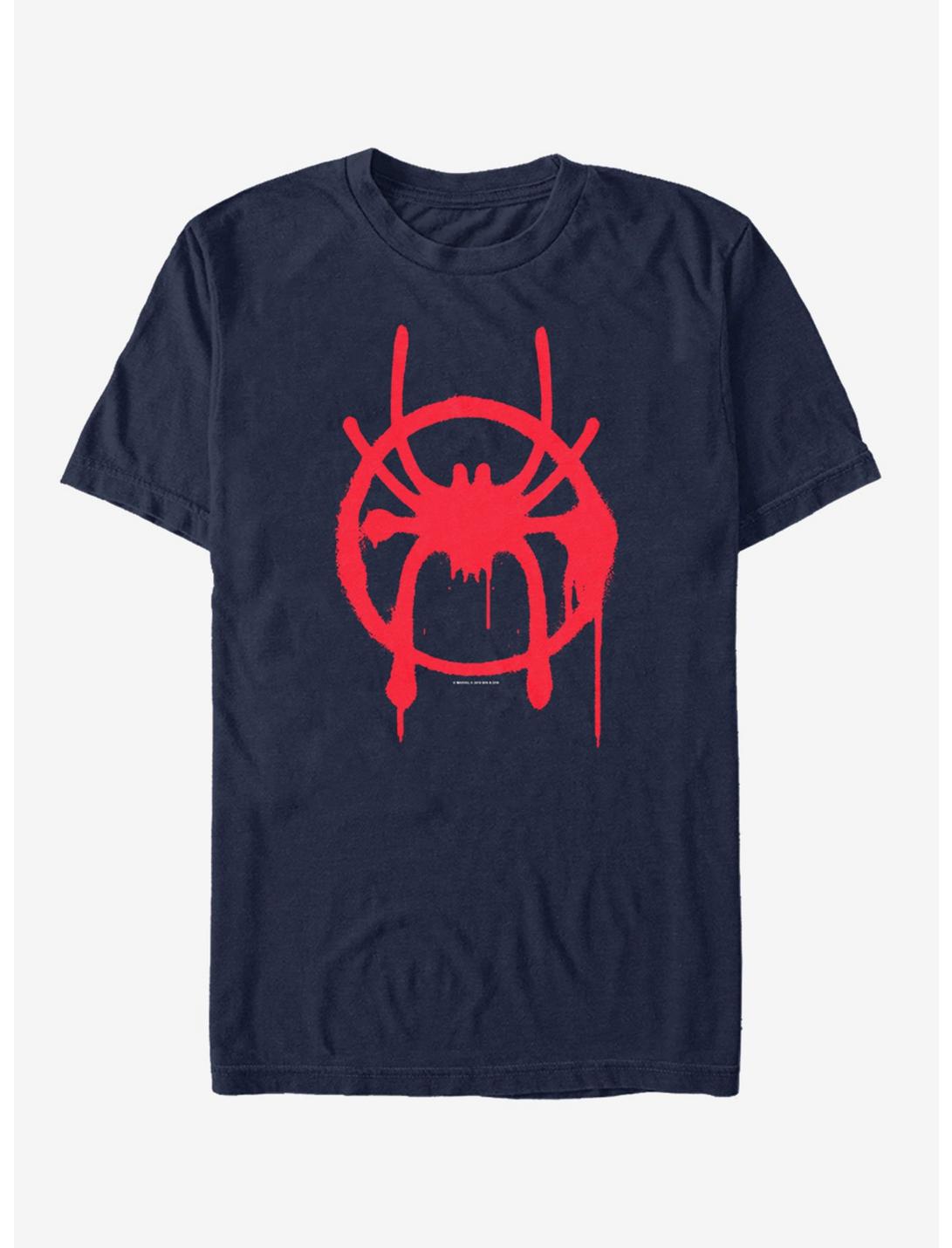 Marvel Spider-Man Spider-Verse Miles Symbol Navy T-Shirt, NAVY, hi-res