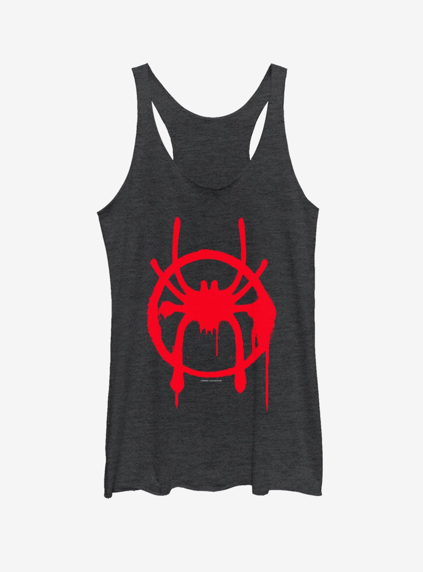 Marvel Spider-Man Spider-Verse Miles Symbol Girls Tank, BLK HTR, hi-res