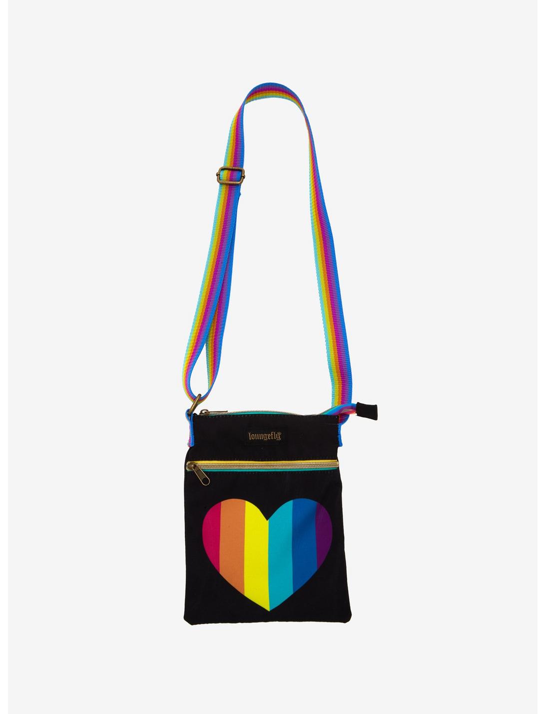 Loungefly Rainbow Heart Passport Crossbody Bag, , hi-res