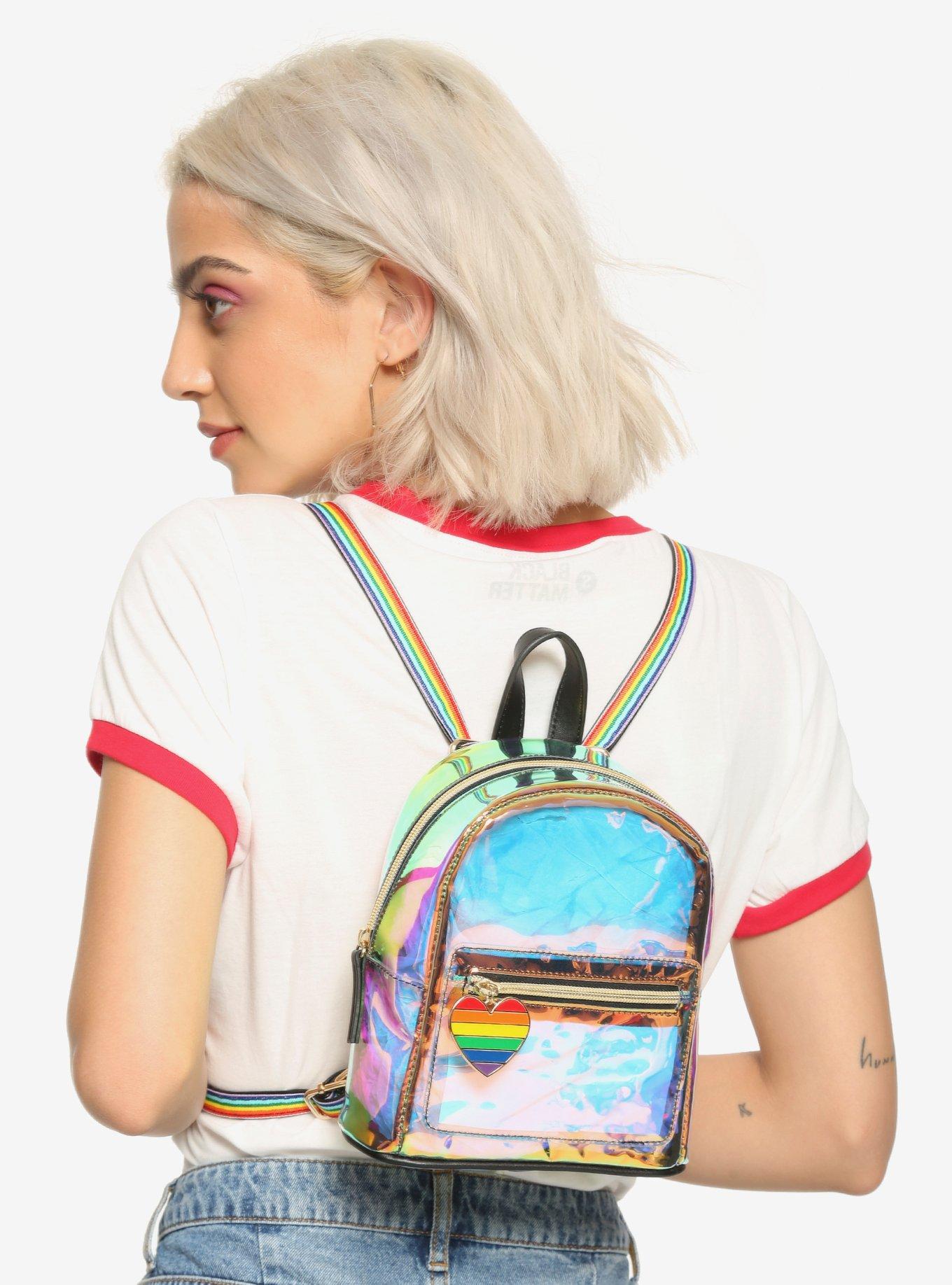 Holographic Rainbow Glitter Mini Backpack - Clear