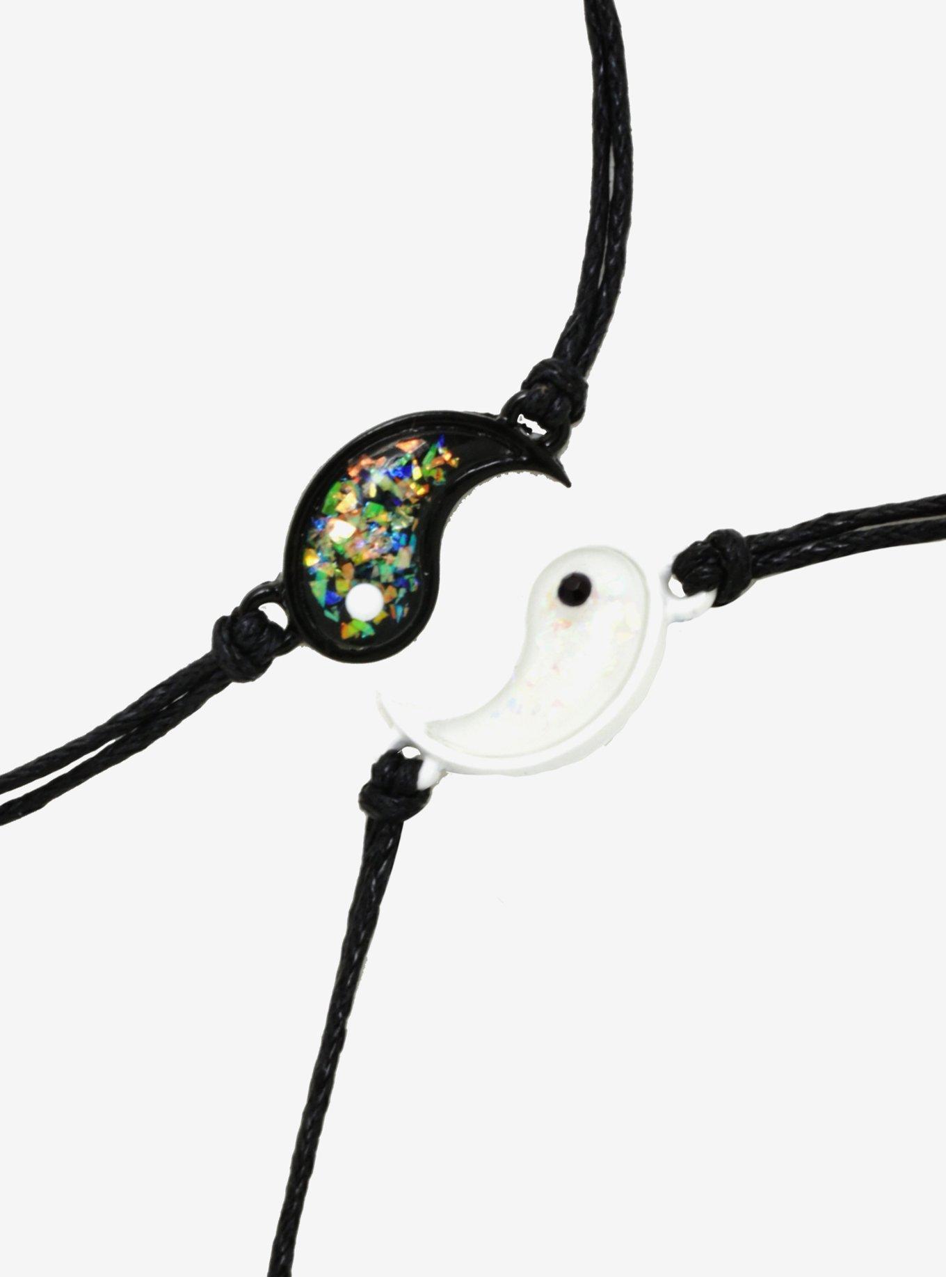 Yin-Yang Sparkle Best Friend Cord Bracelet Set, , hi-res