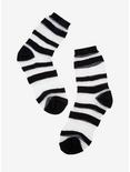 Black & Mesh Striped Ankle Socks, , hi-res