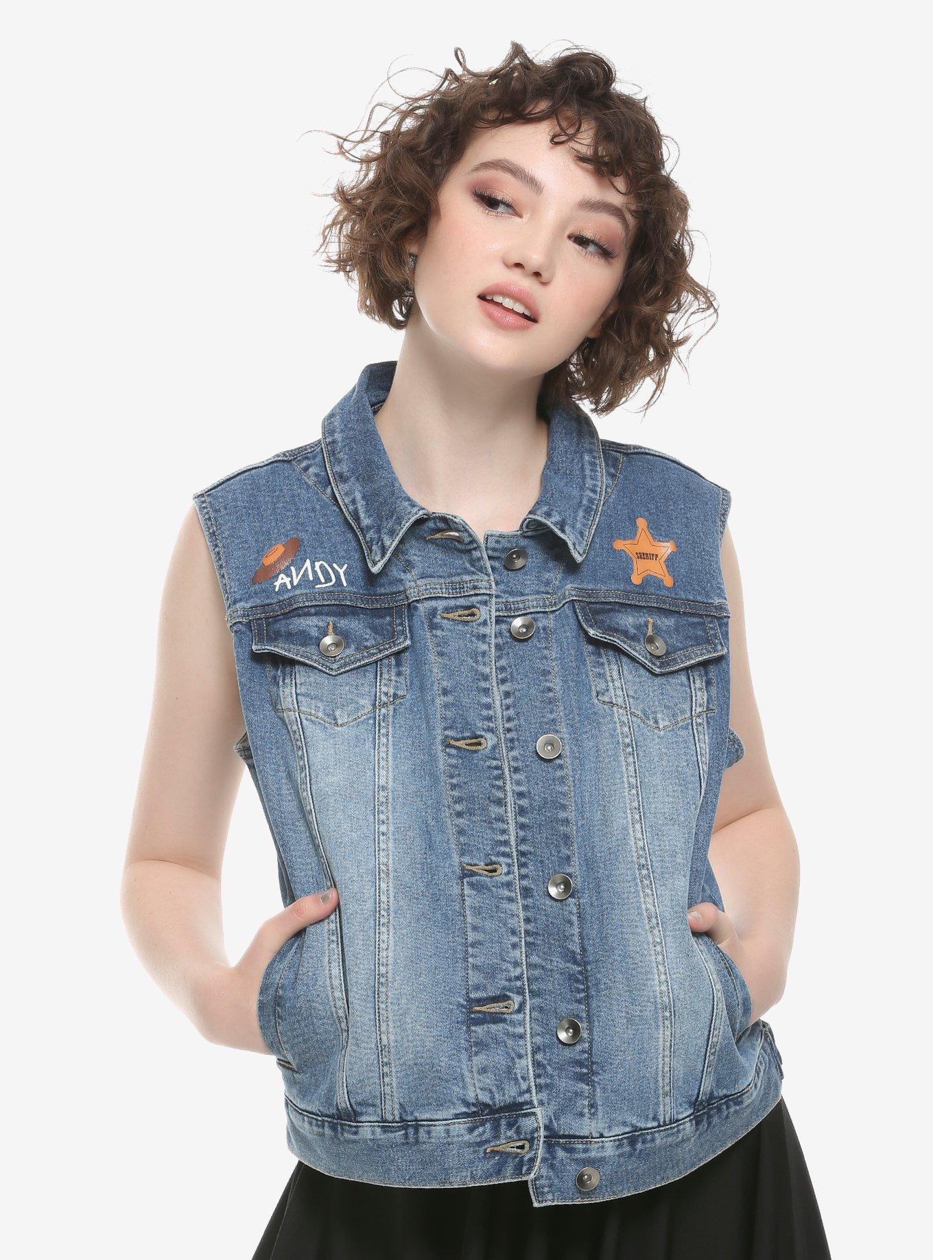 Her Universe Disney Pixar Toy Story Woody Denim Girls Vest, DENIM, hi-res