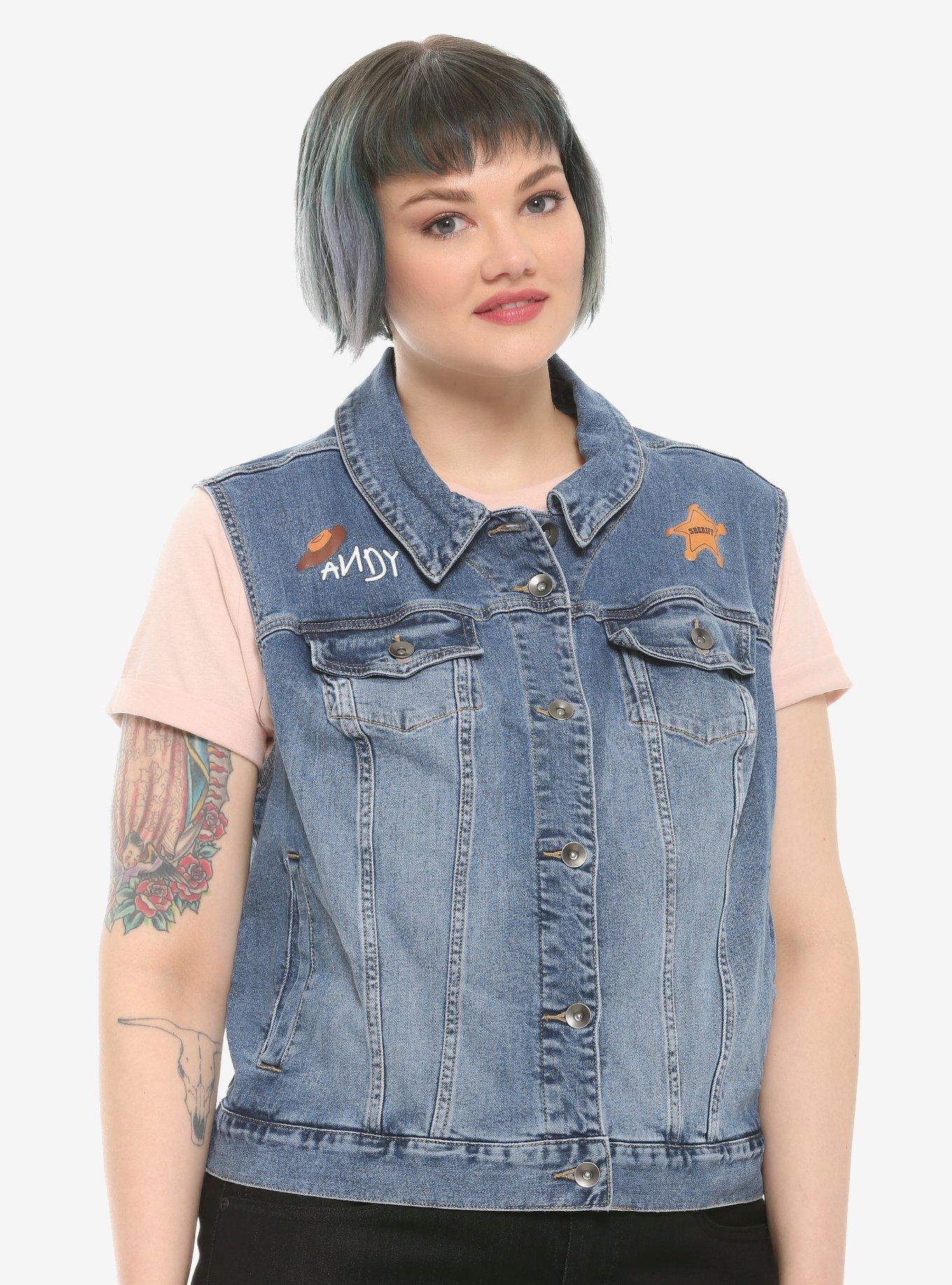 Her Universe Disney Pixar Toy Story Woody Denim Girls Vest Plus Size, DENIM, hi-res