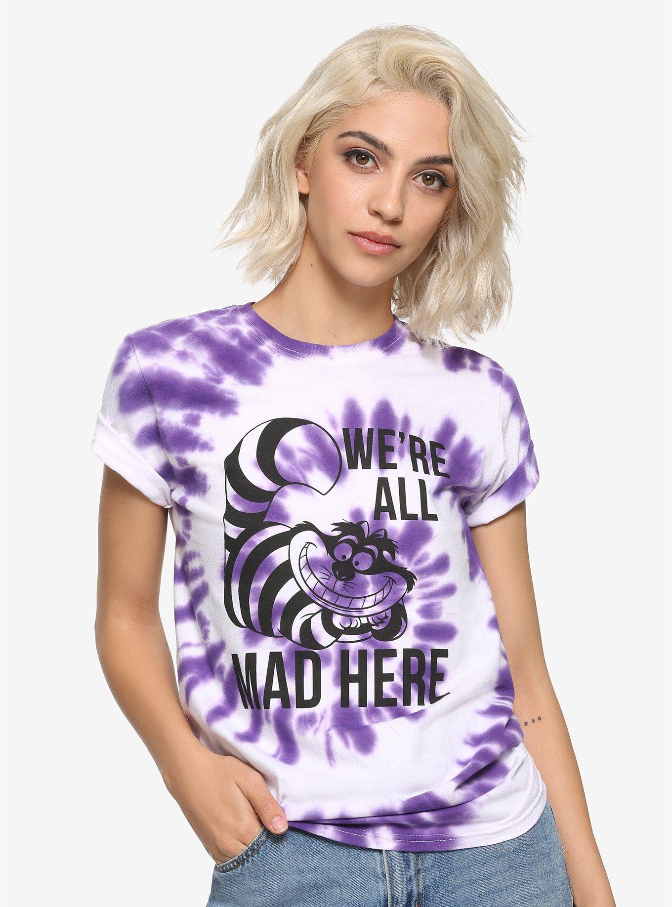 Disney Alice In Wonderland Cheshire All Mad Here Tie-Dye Girls T-Shirt, BLACK, hi-res