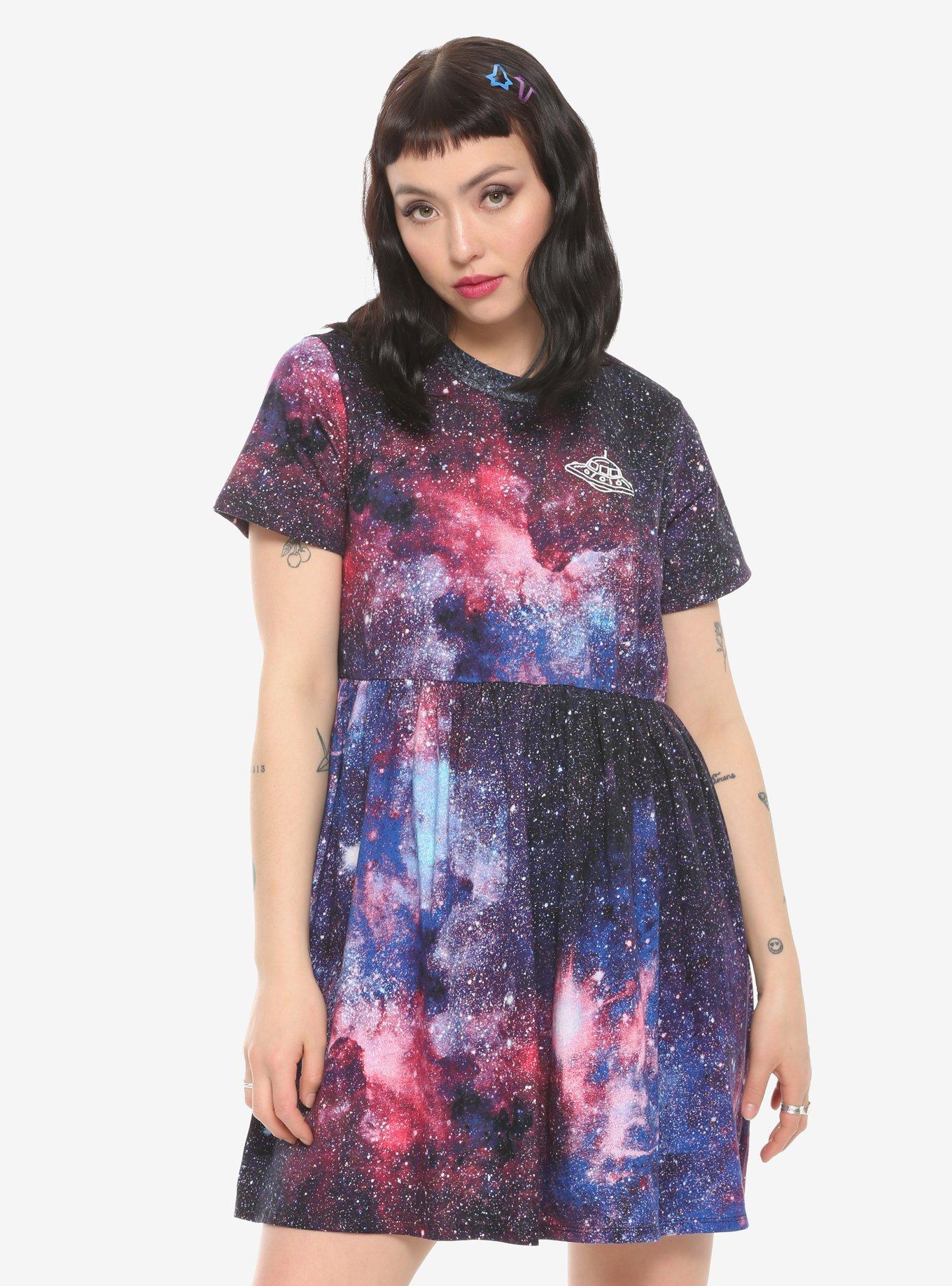 galaxy skater dress hot topic Dark Galaxy Glow-In-The-Dark Dress