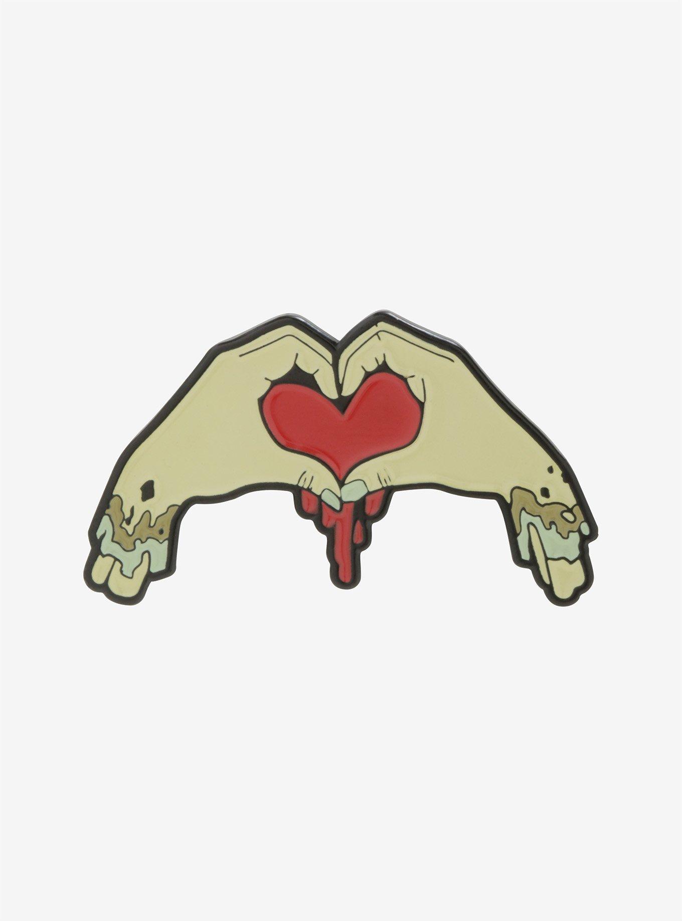 Zombie Heart Hands Enamel Pin, , hi-res
