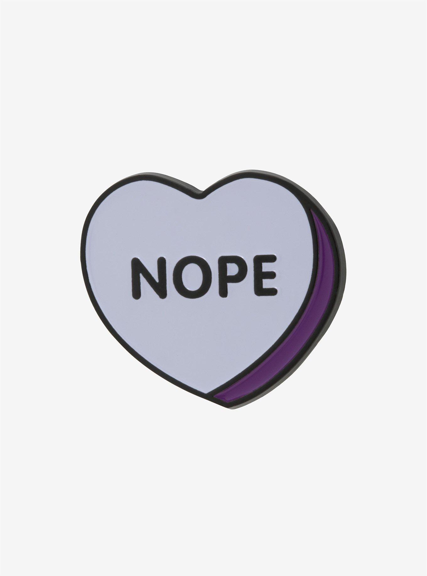 Nope Conversation Heart Enamel Pin, , hi-res