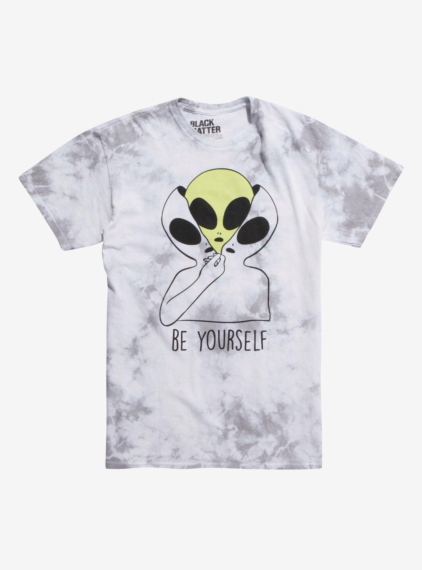 Alien Be Yourself Tie-Dye Washed T-shirt, BLACK, hi-res