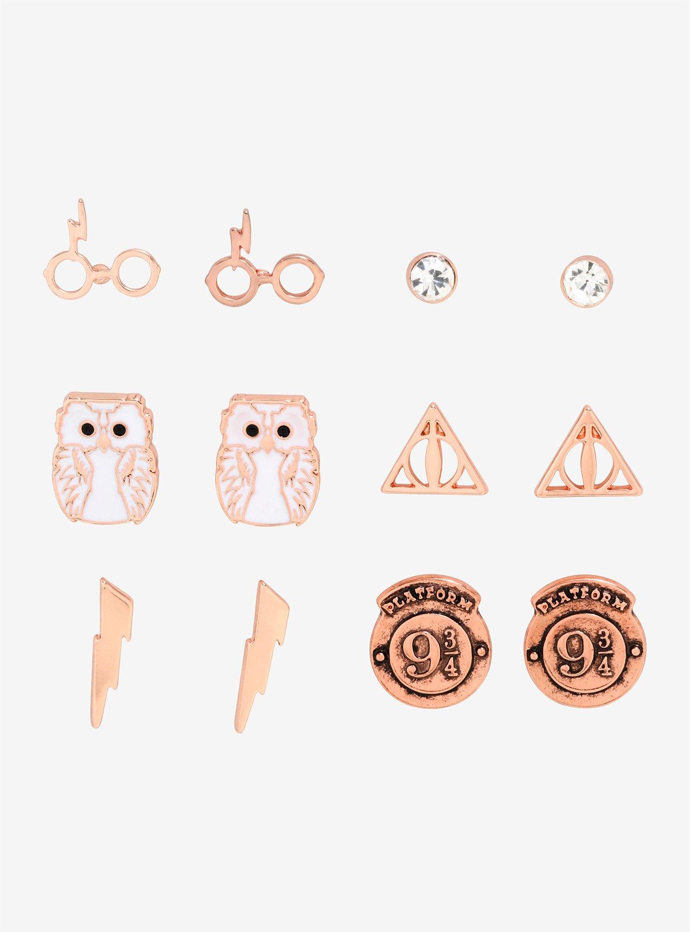 Harry Potter Rose Gold Icon Earring Set, , hi-res