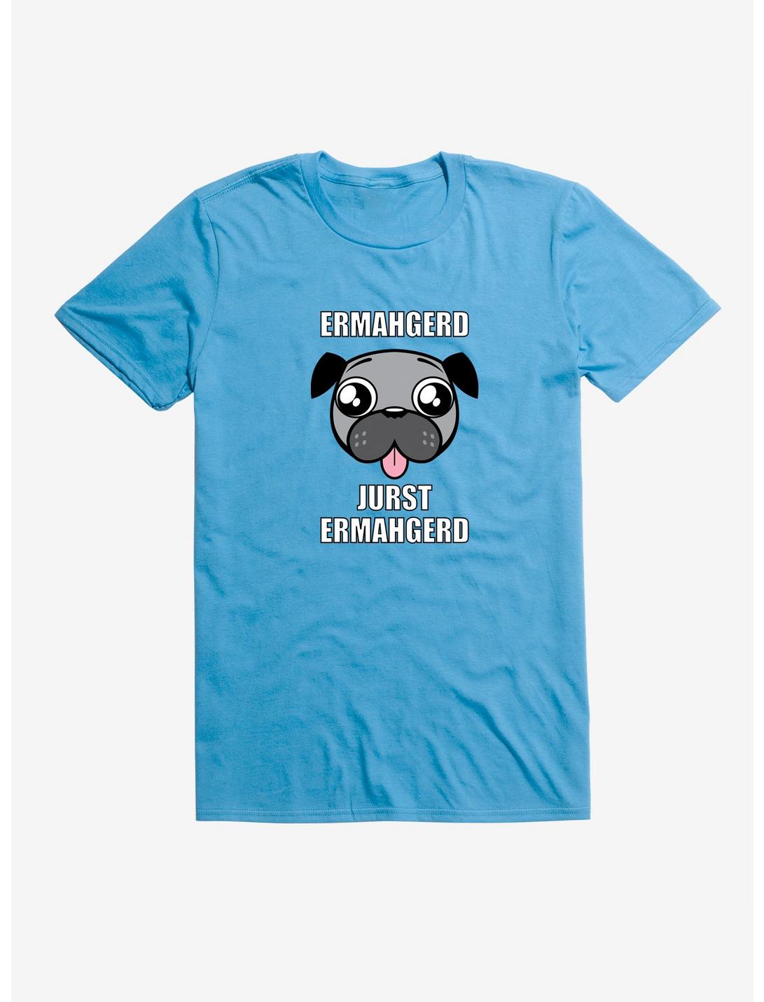 Just Ermahgerd Happy Pug T-Shirt, LIGHT BLUE, hi-res