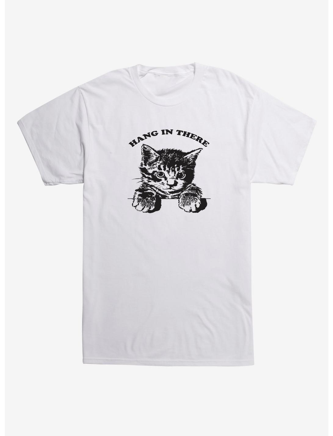 Hang In There Cat T-Shirt, WHITE, hi-res
