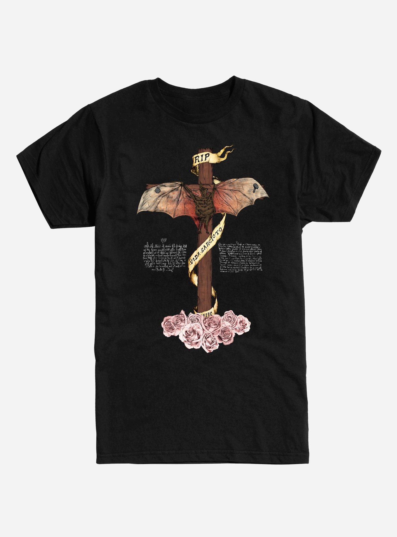 Crucified Bat T-Shirt, BLACK, hi-res