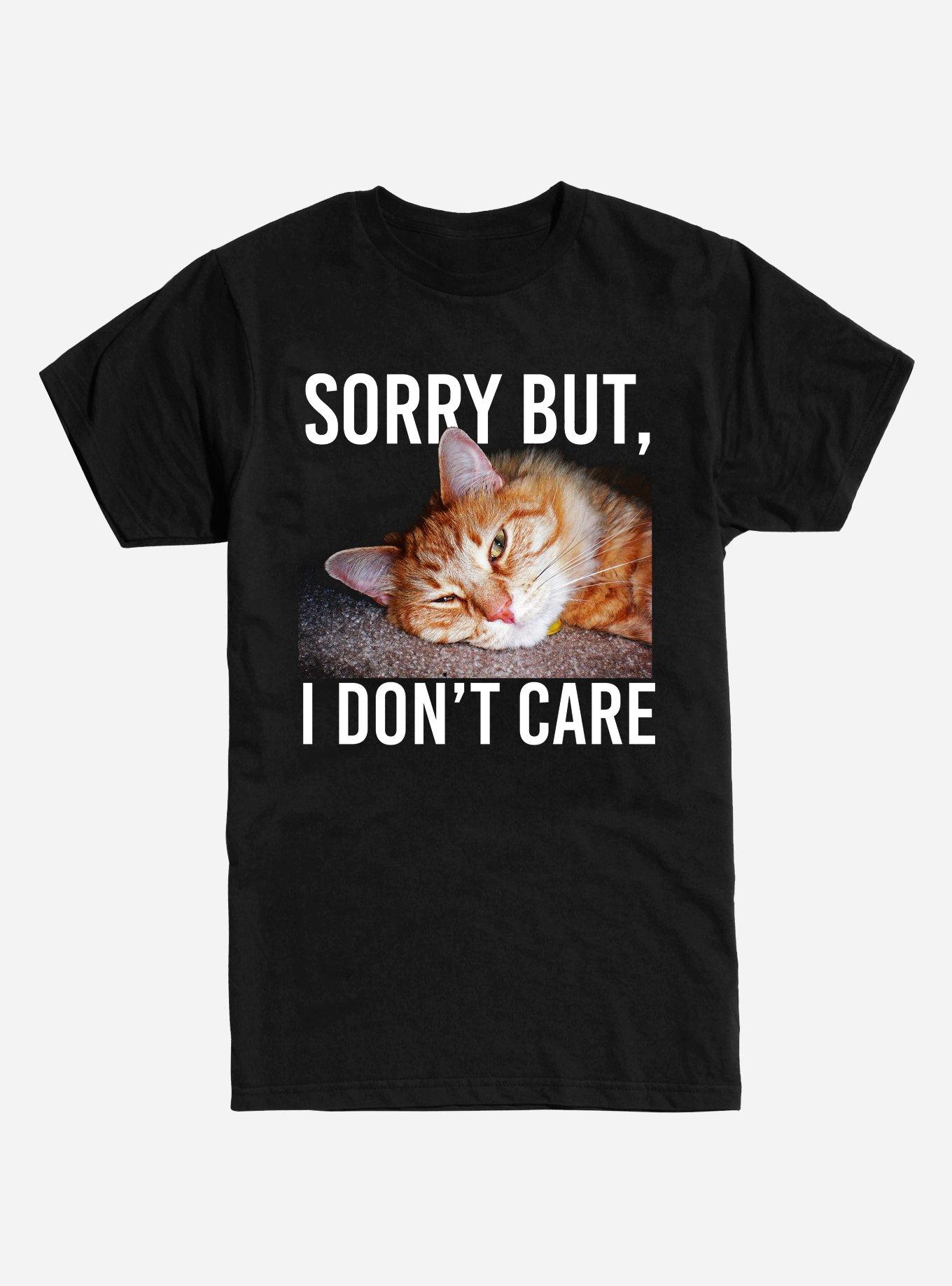Sorry But Don't Care Cat T-Shirt, BLACK, hi-res