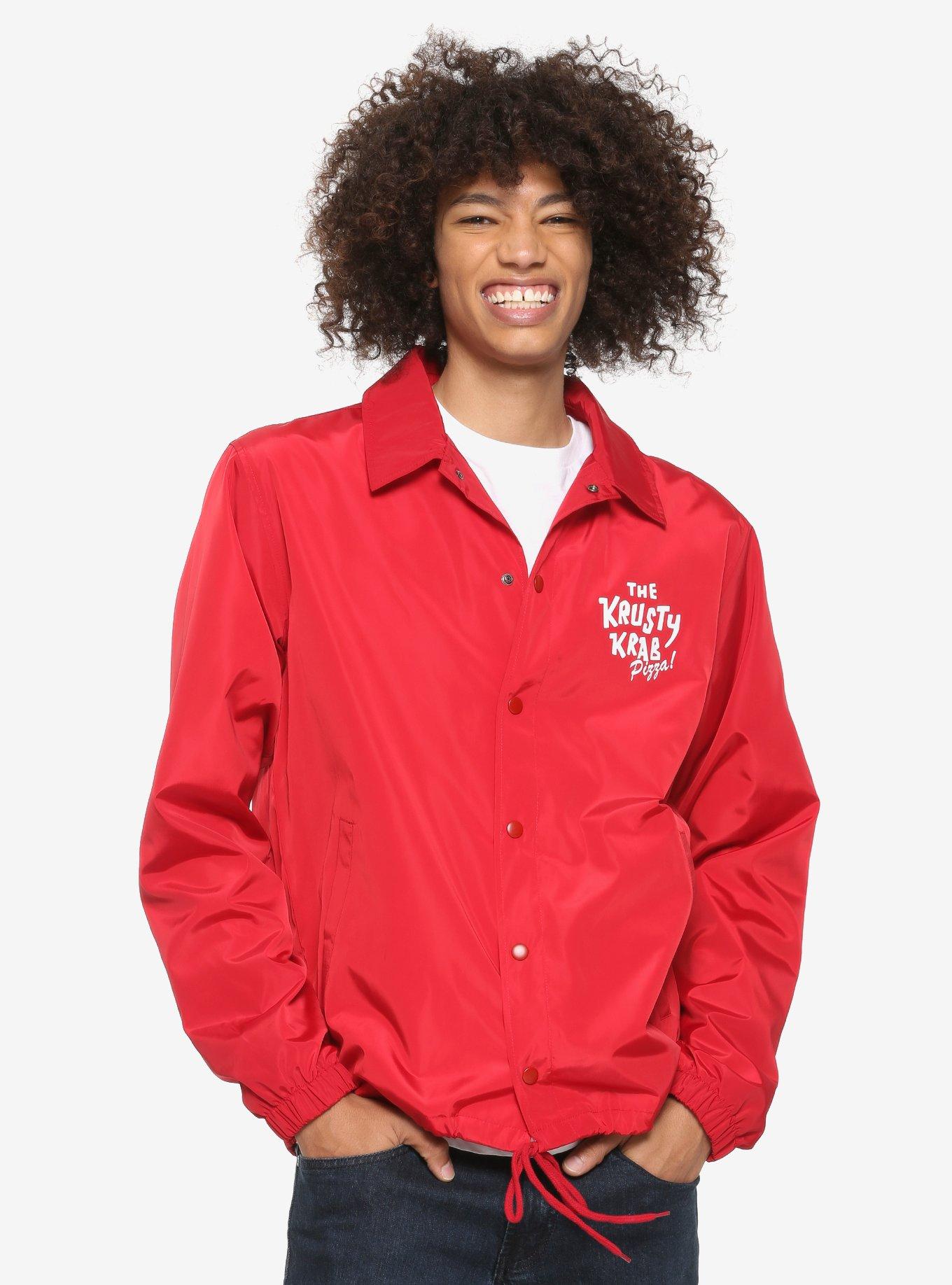 SpongeBob SquarePants Krusty Krab Pizza Coaches Jacket - BoxLunch Exclusive, RED, hi-res