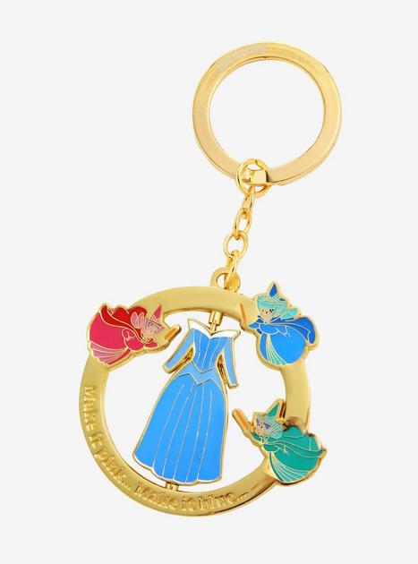 Loungefly Disney Sleeping Beauty Pink & Blue Dress Spinning Keychain ...