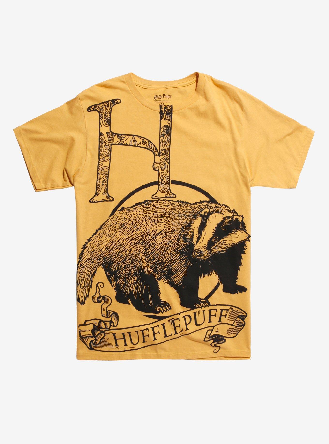 Harry Potter Hufflepuff Belt Print T-Shirt Hot Topic Exclusive, YELLOW, hi-res