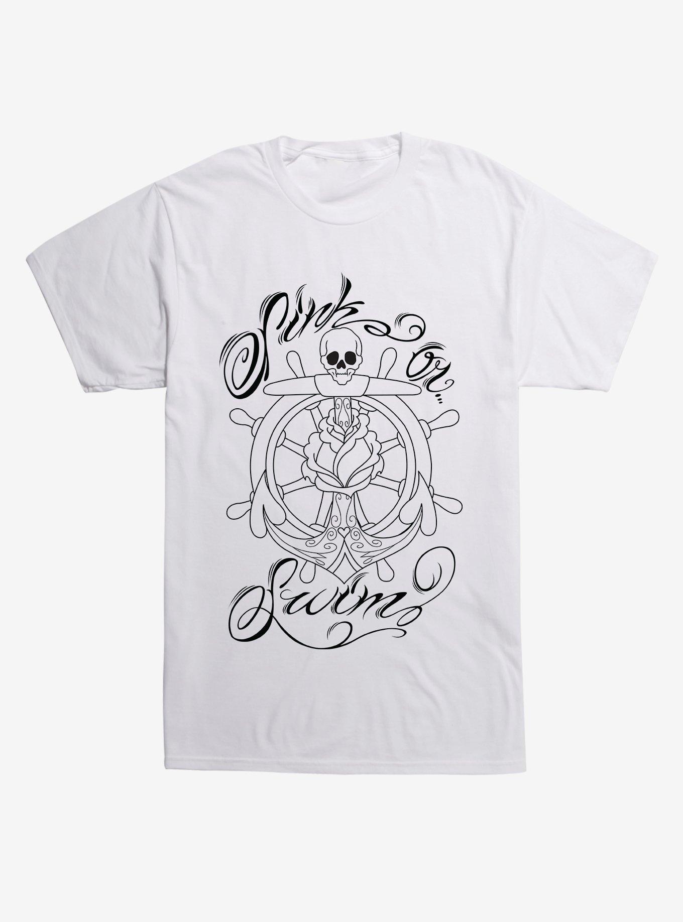 Sink Or Swim Girly Anchor T-Shirt, WHITE, hi-res