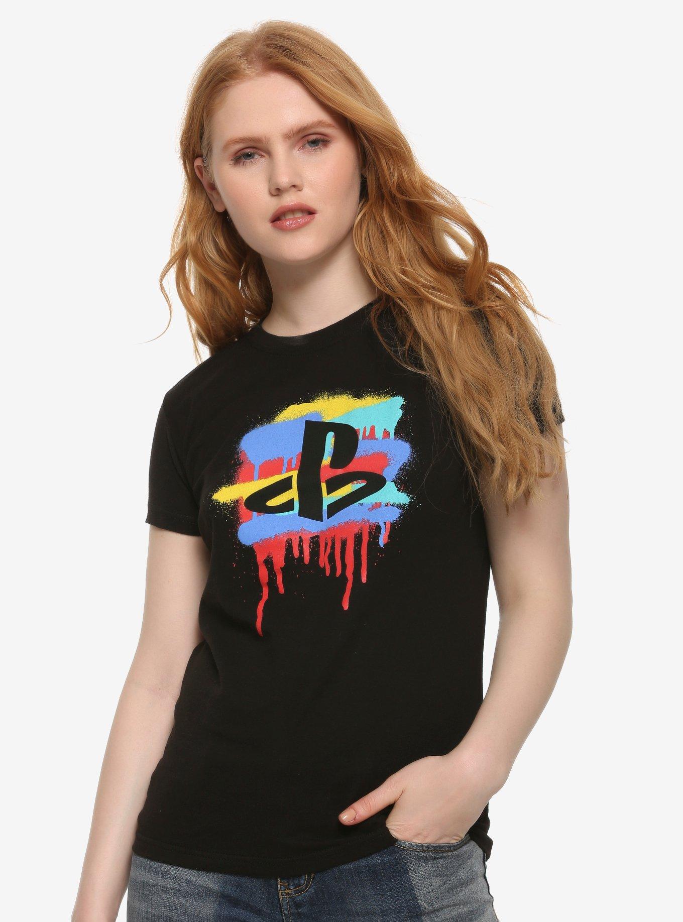 PlayStation Spray Paint Logo Girls T-Shirt, MULTI, hi-res