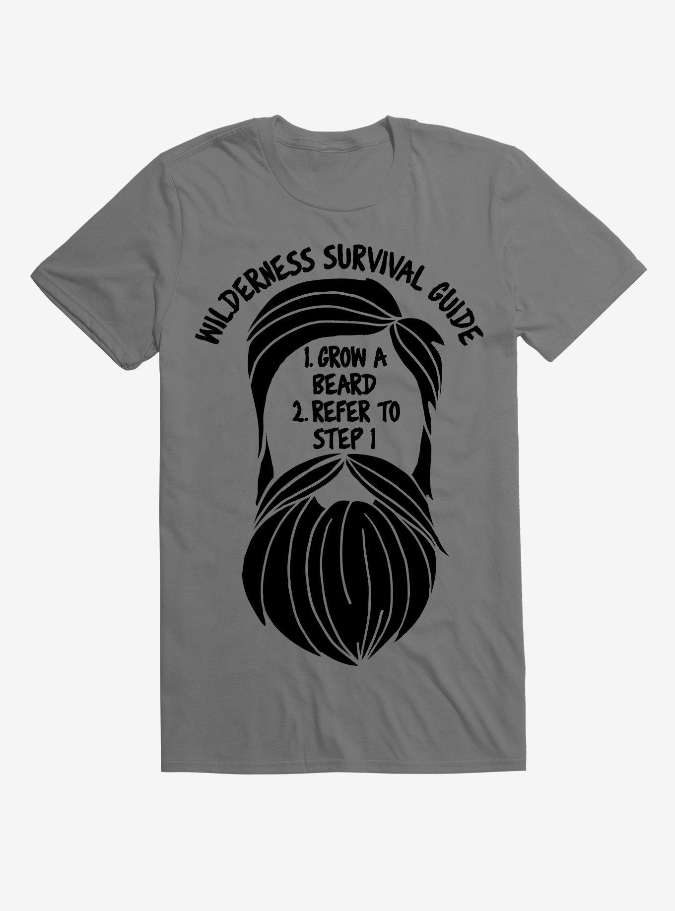 Wilderness Survival Guide Beard T-Shirt, HEATHER GREY, hi-res