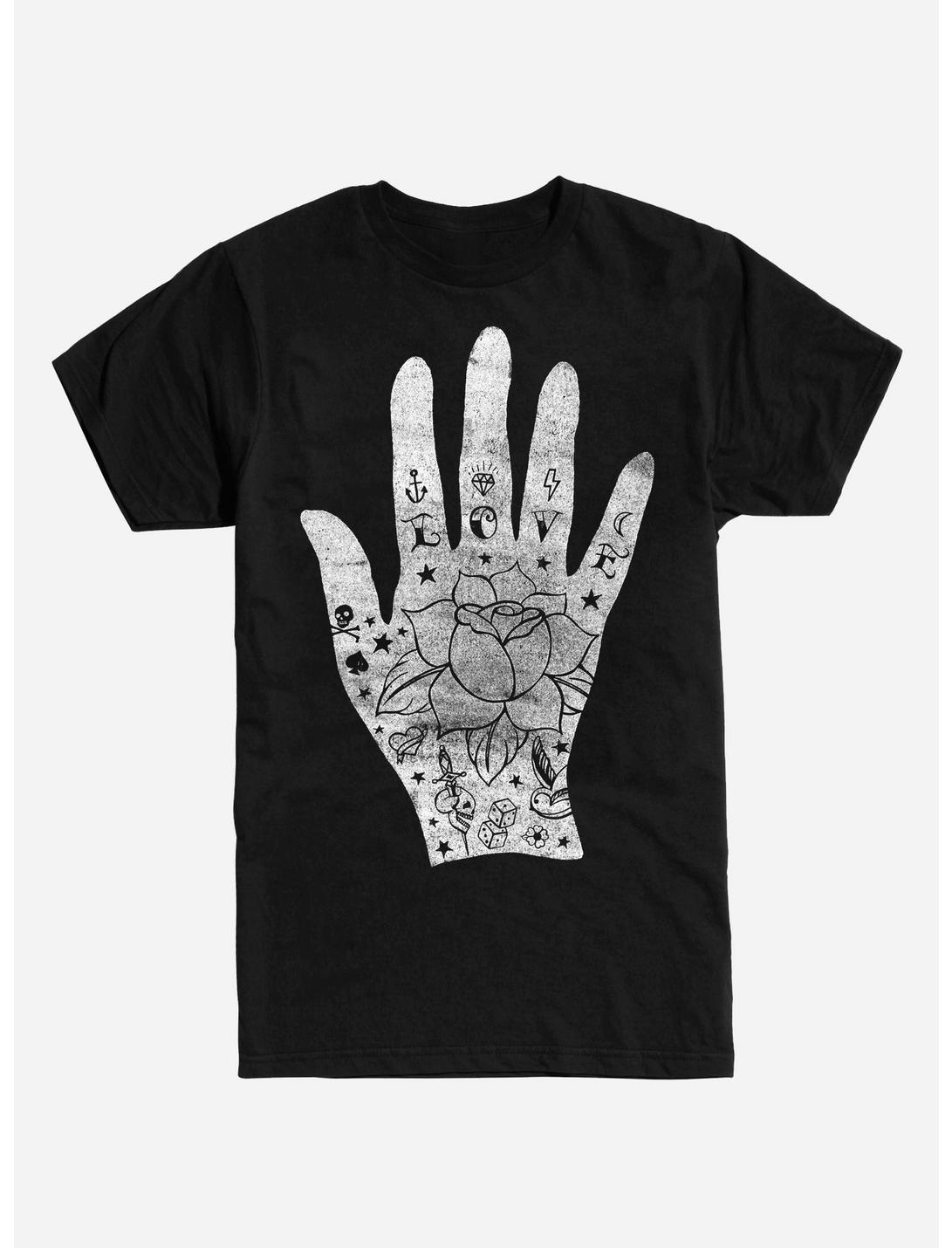 Hand Love Tattoo T-Shirt, BLACK, hi-res