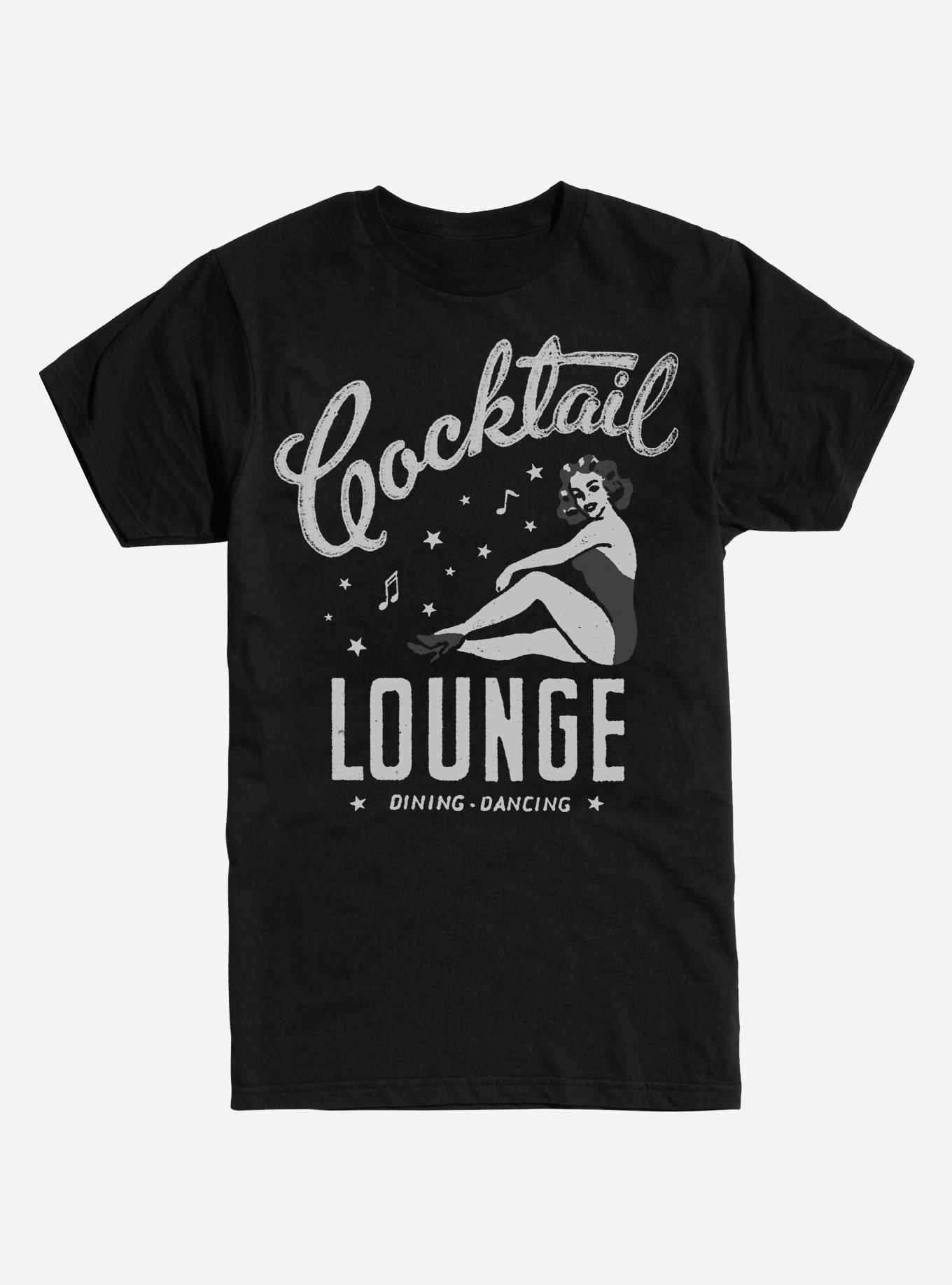 Cocktail Lounge Signage T-Shirt, BLACK, hi-res