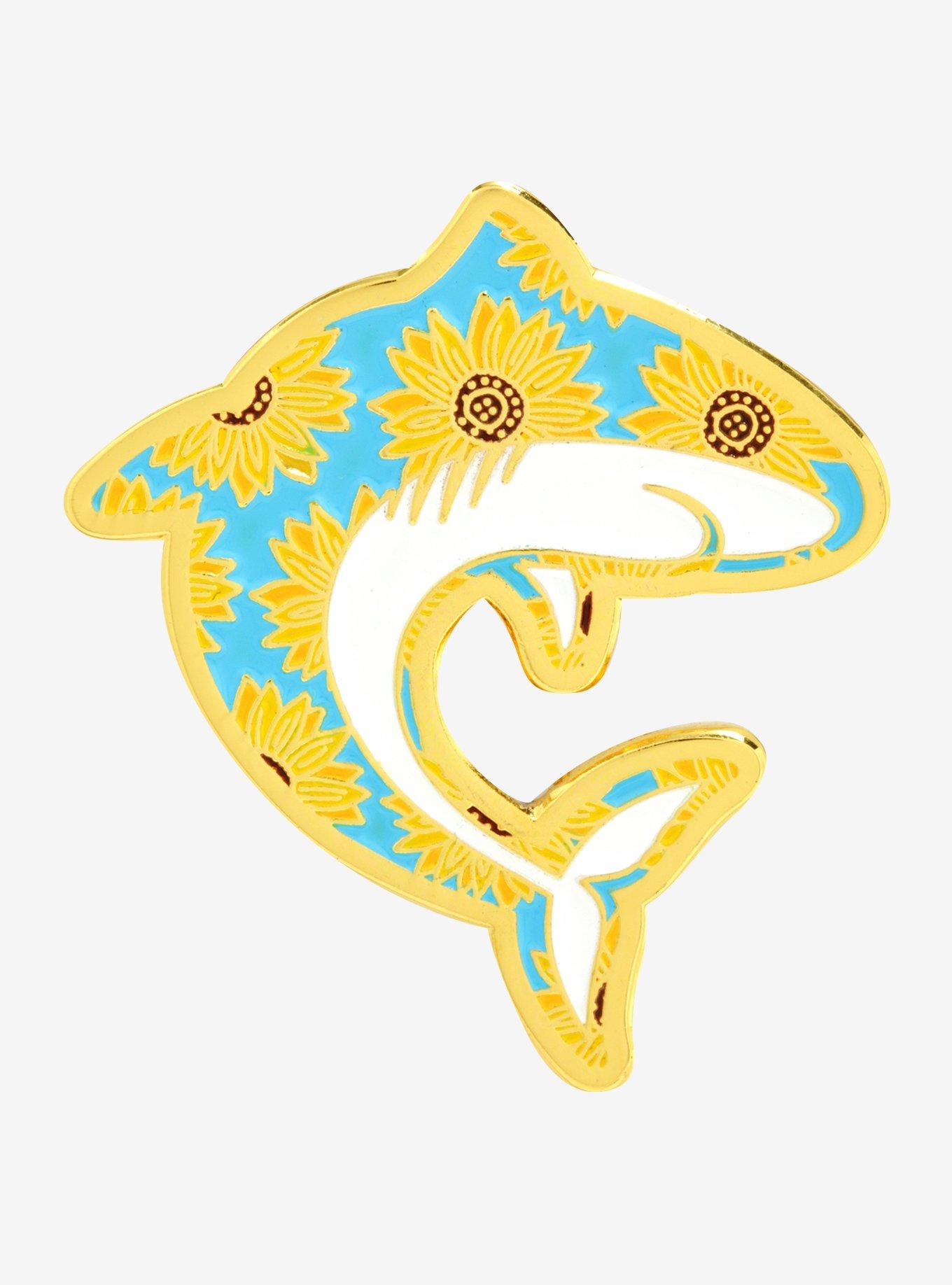 Sunflower Shark Enamel Pin