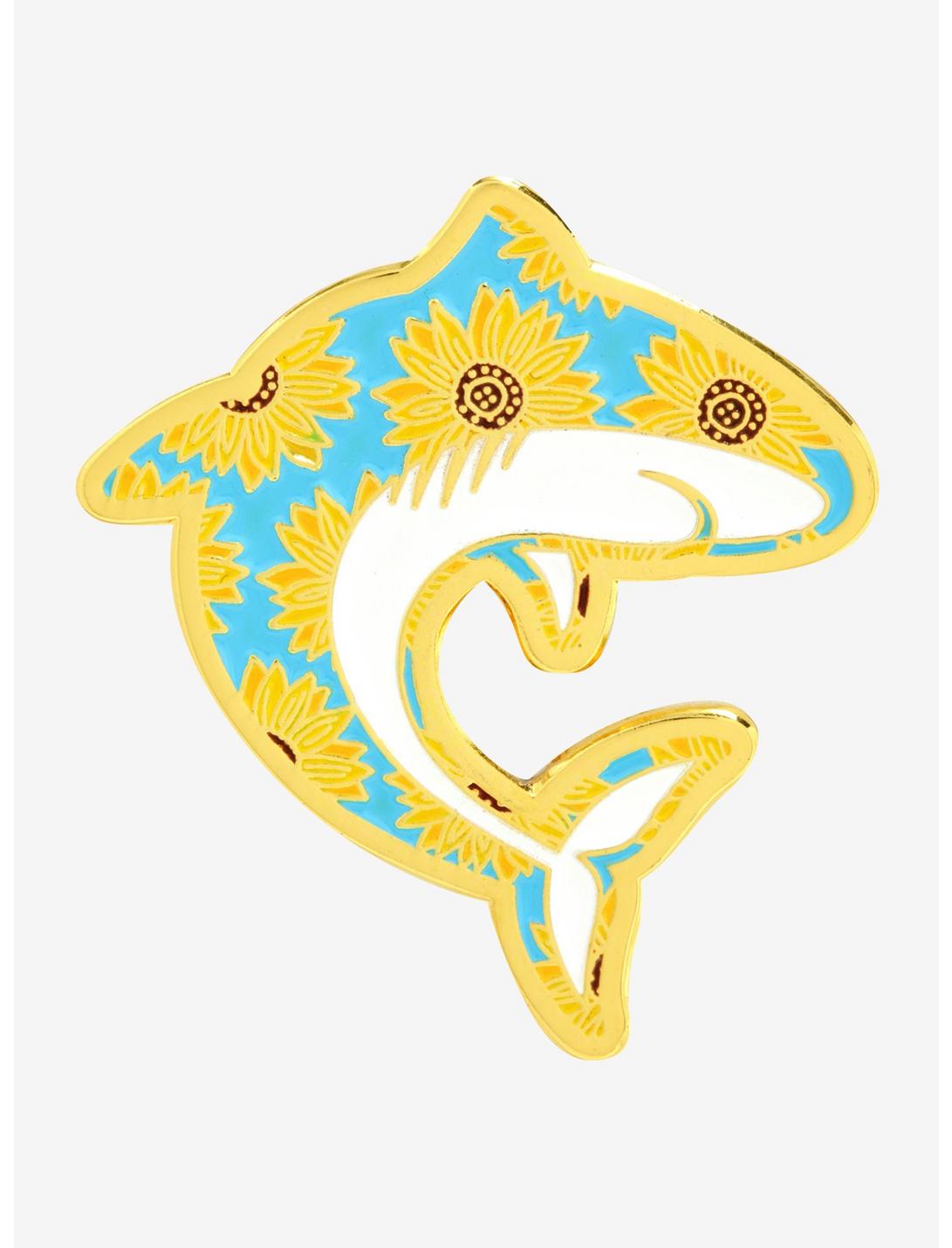 Sunflower Shark Enamel Pin, , hi-res