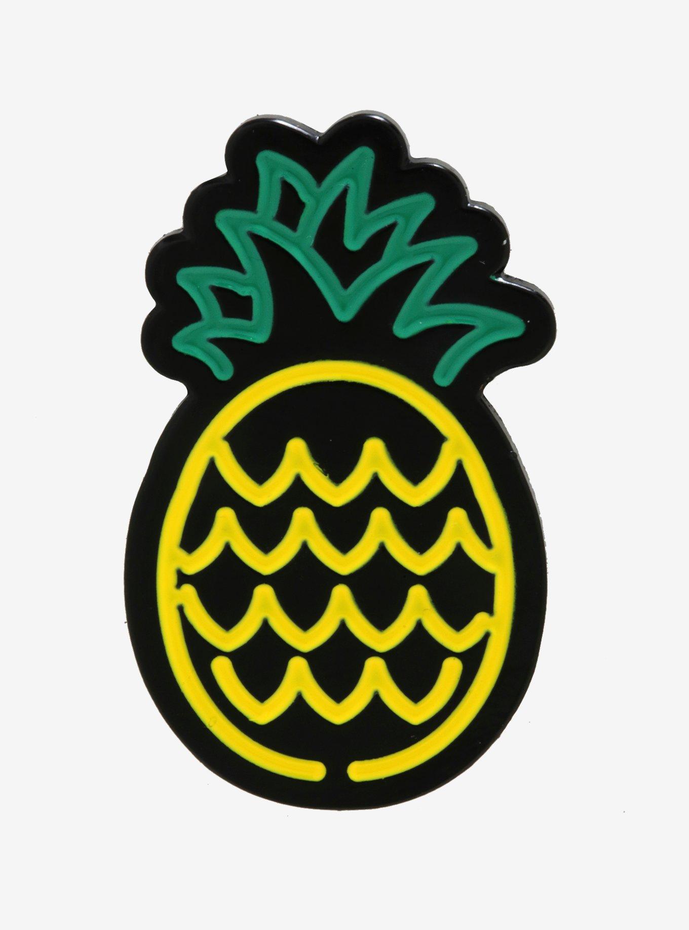 Neon Pineapple Enamel Pin, , hi-res