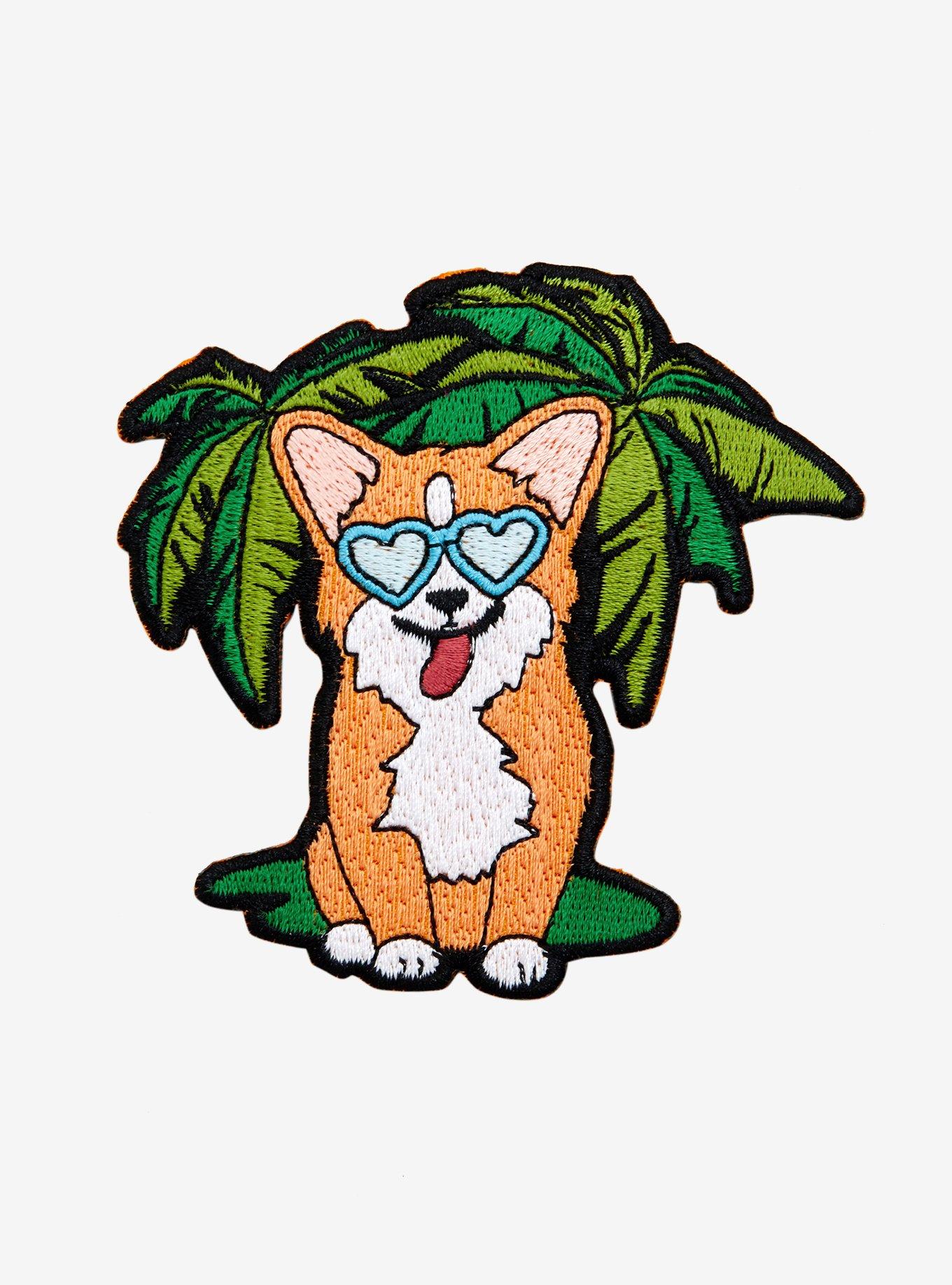 Corgi Shades Palm Tree Patch, , hi-res