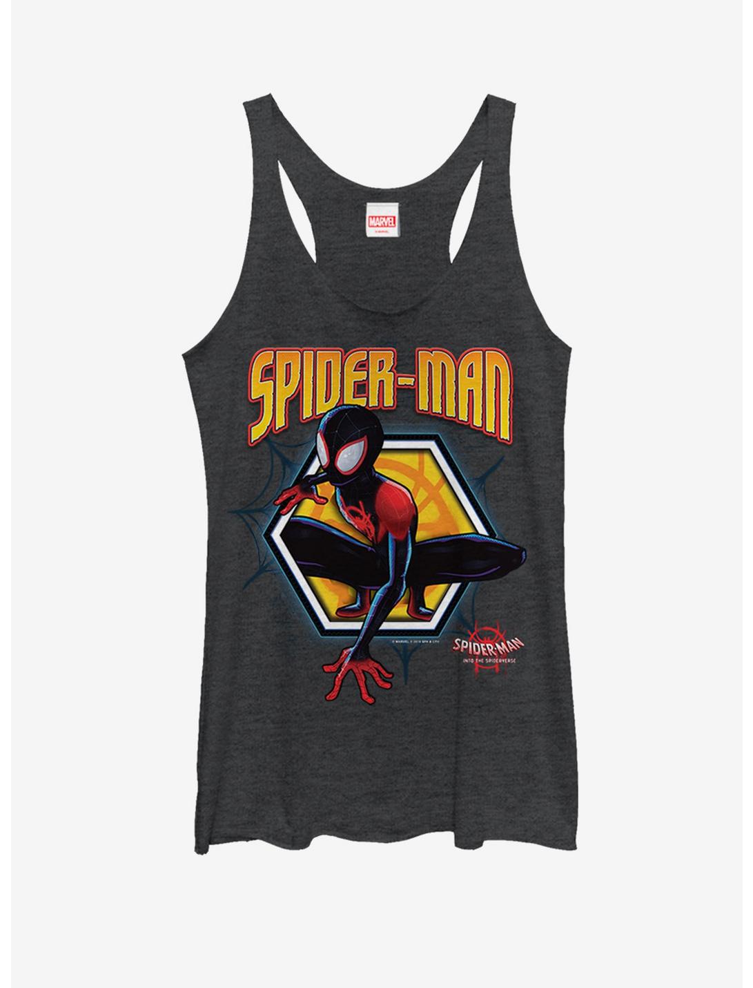 Plus Size Marvel Spider-Man: Into the Spider-Verse Golden Miles Womens Tank Top, BLK HTR, hi-res