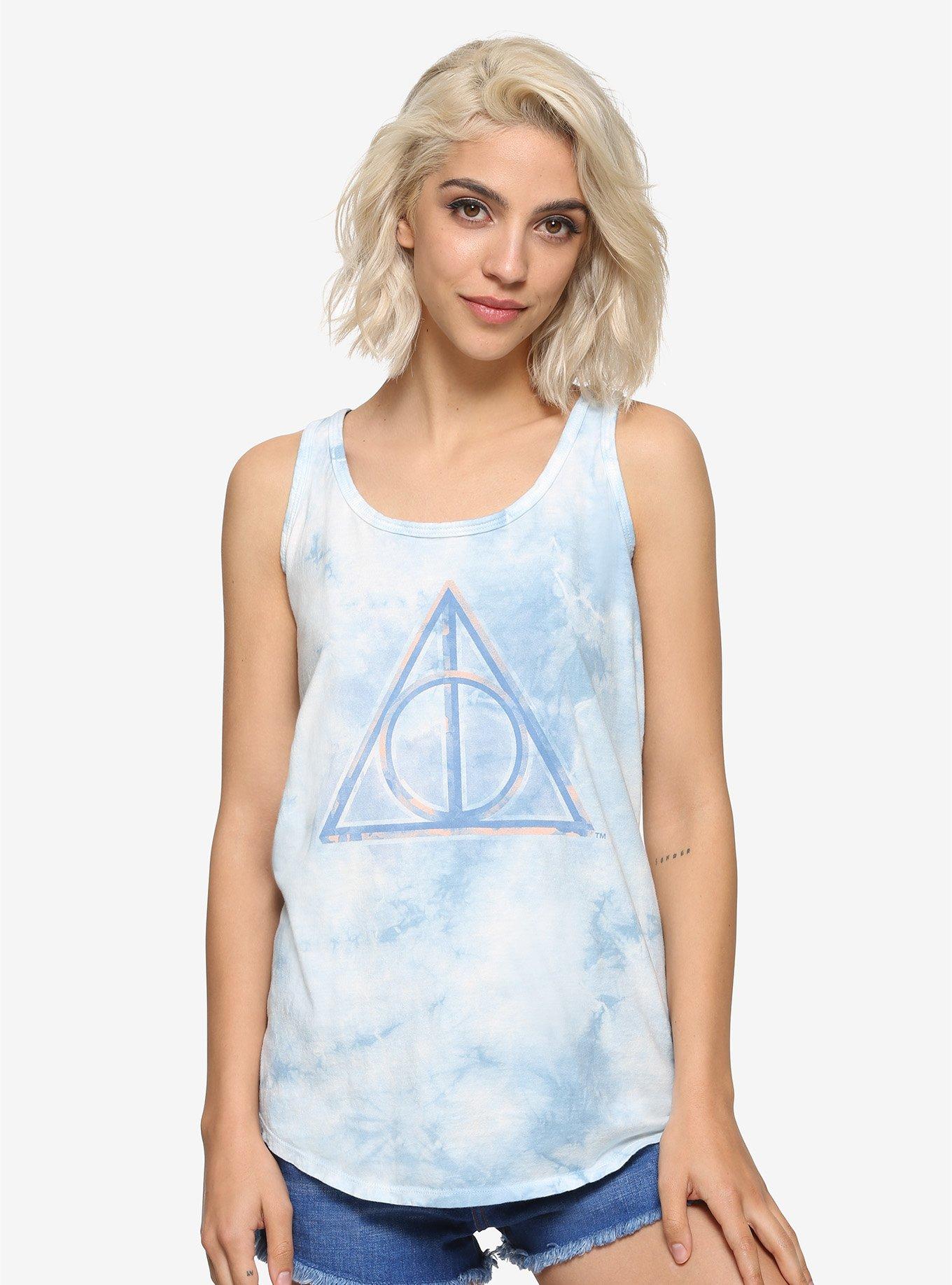 Harry Potter Deathly Hallows Tie-Dye Girls Tank Top, NAVY, hi-res