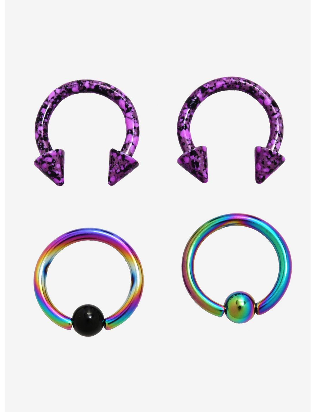 Purple Speckle & Anodized Curved Barbell & Hoop 4 Pack, MULTI, hi-res