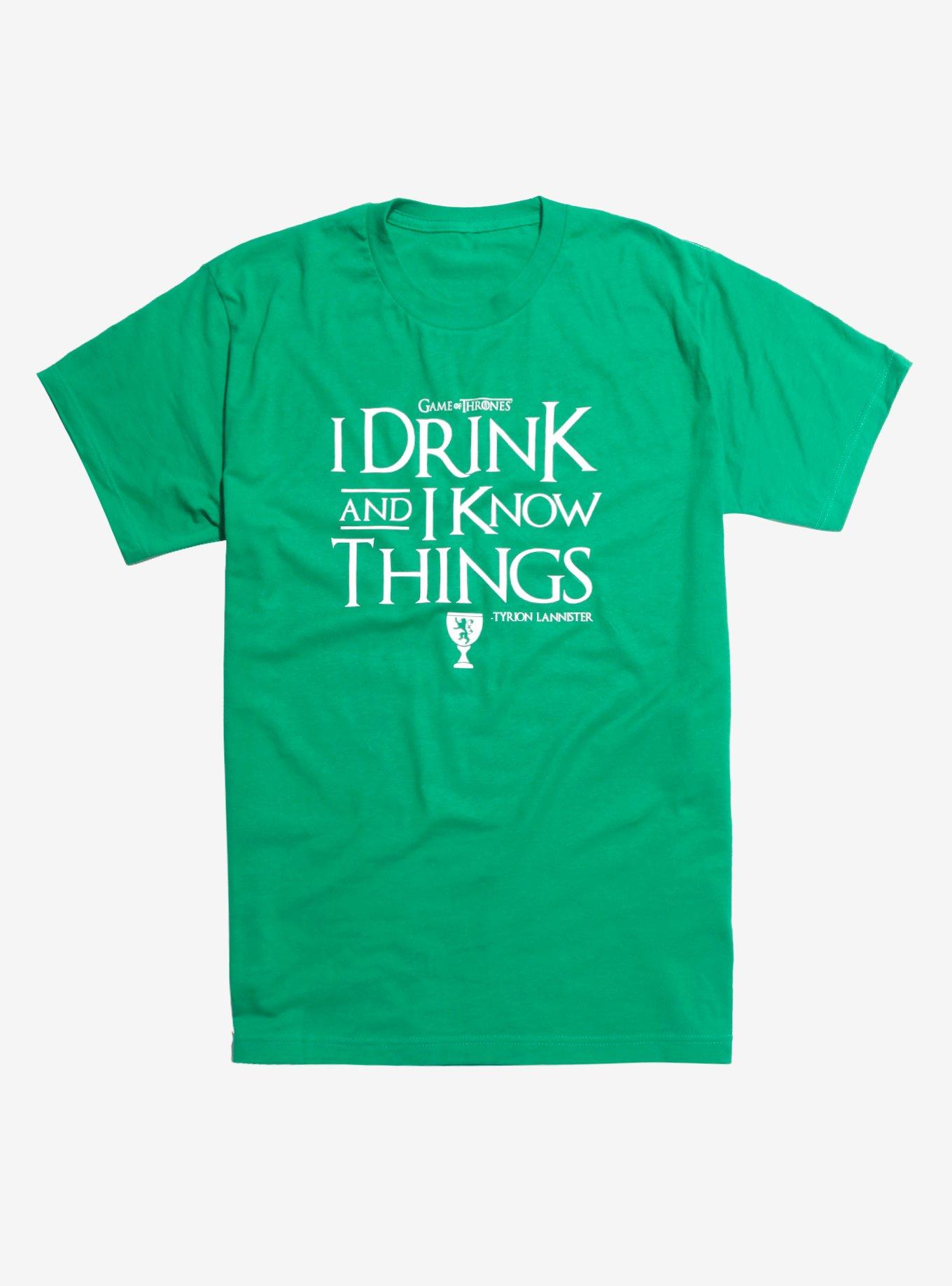 Game Of Thrones Tyrion Lannister I Drink And Know Things T-Shirt Hot Topic Exclusive, KELLY GREEN, hi-res