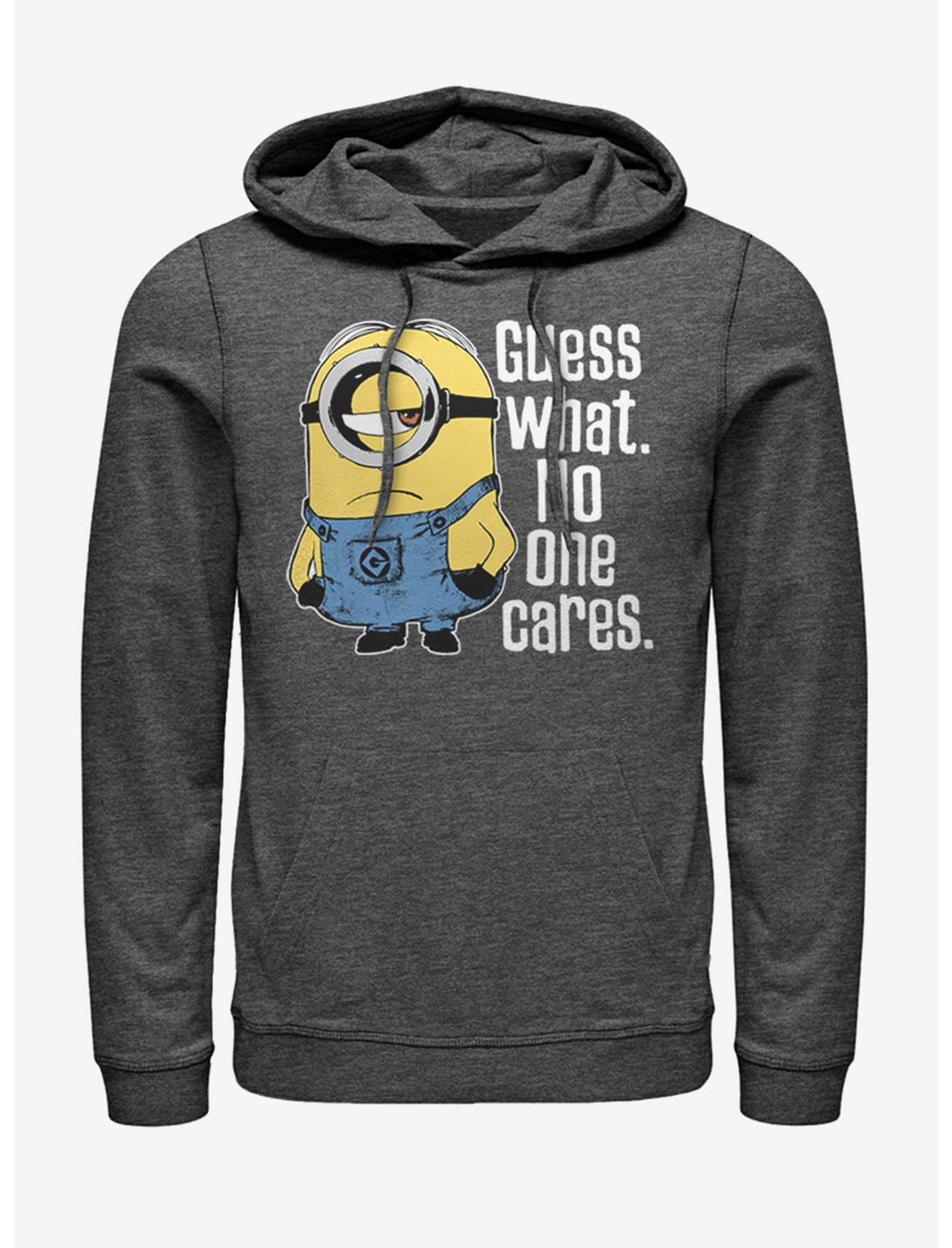 Minions No One Cares Hoodie, CHAR HTR, hi-res