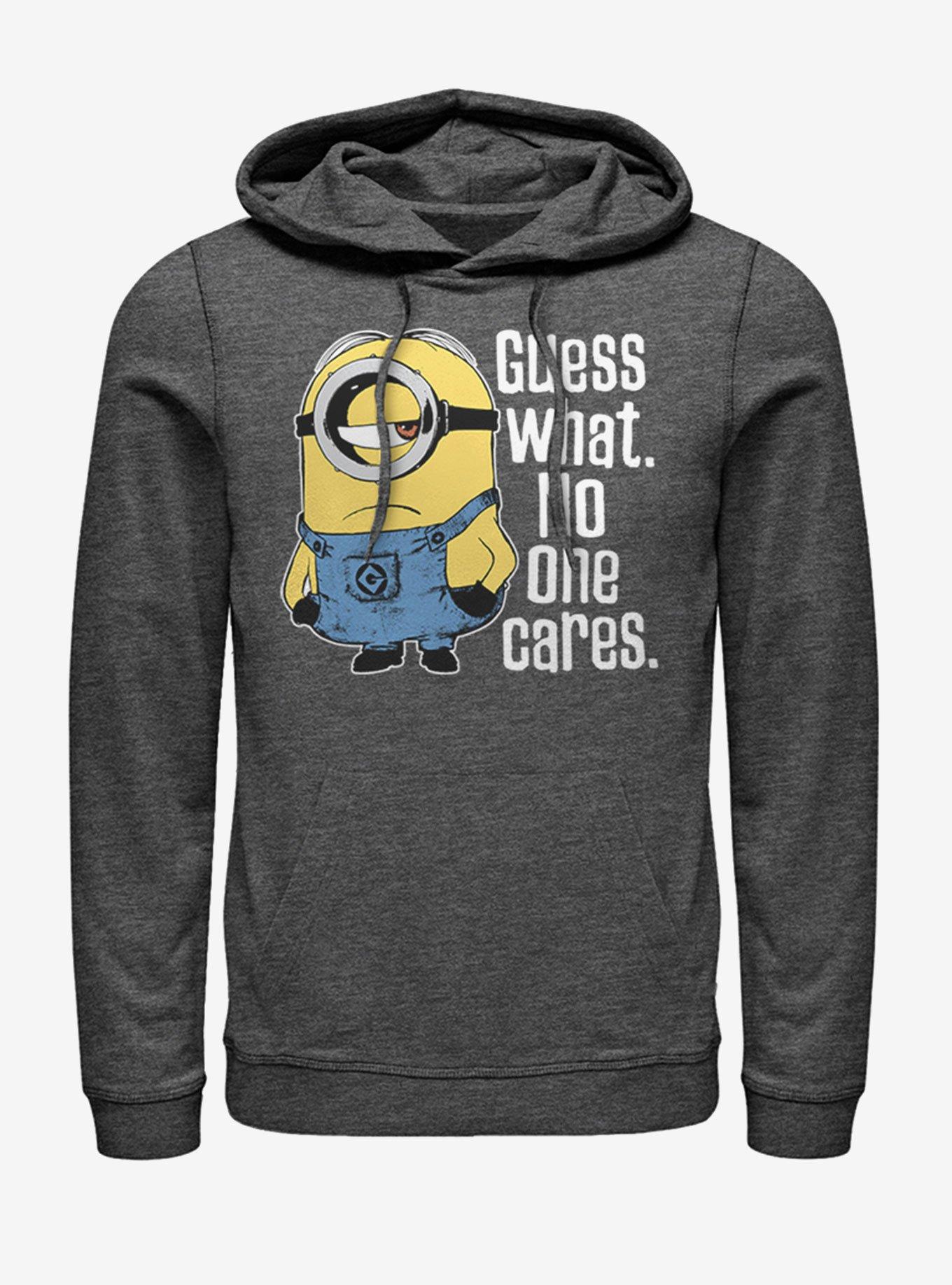 Minions No One Cares Hoodie, CHAR HTR, hi-res