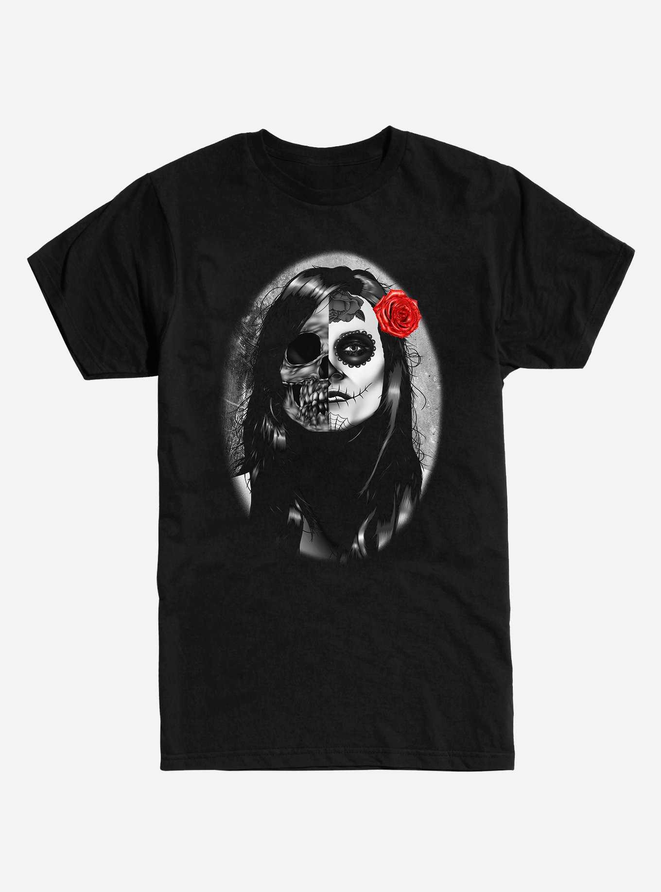 Muertos Girl Half Skull T-Shirt, , hi-res