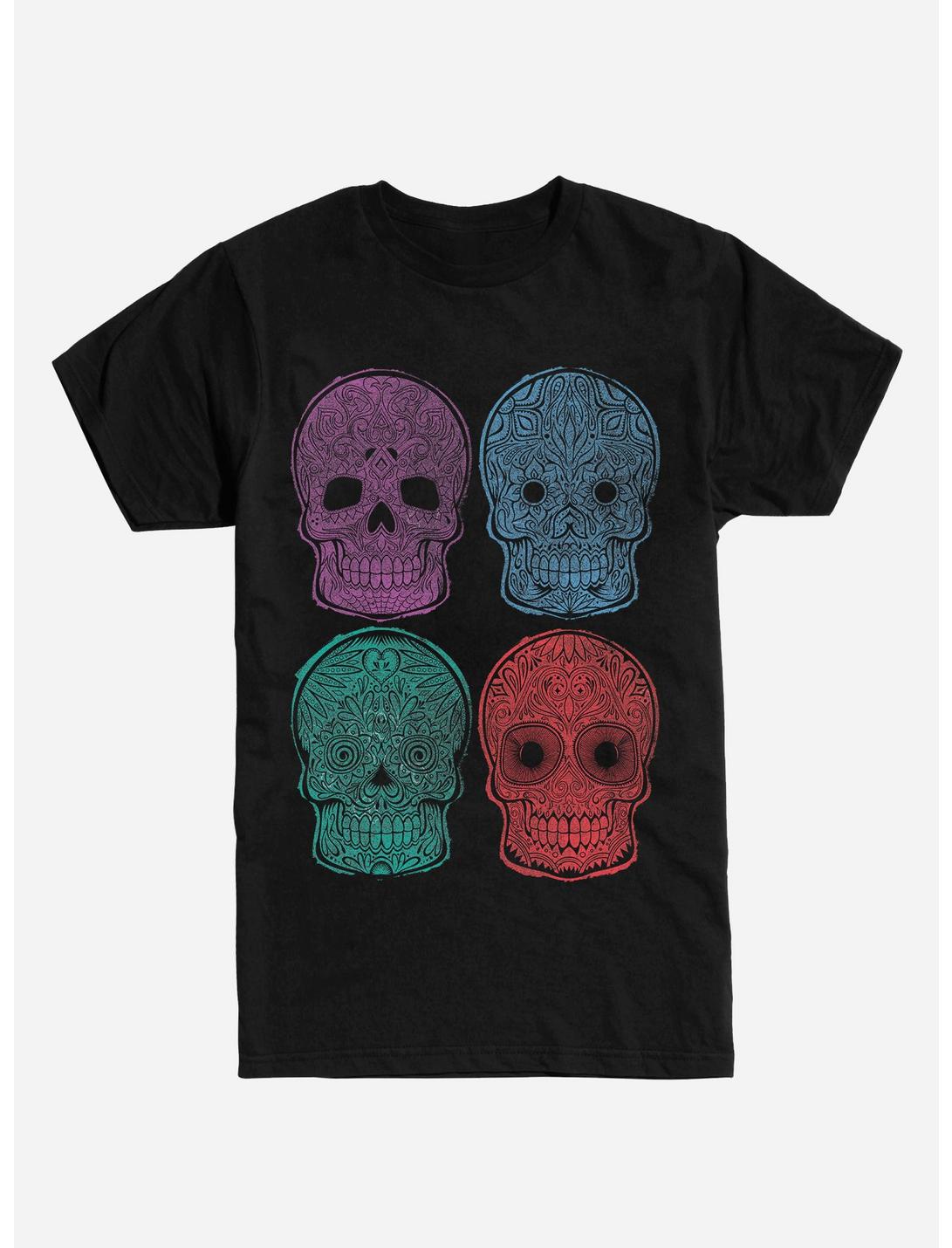 Sugar Skull Pop Art T-Shirt, BLACK, hi-res